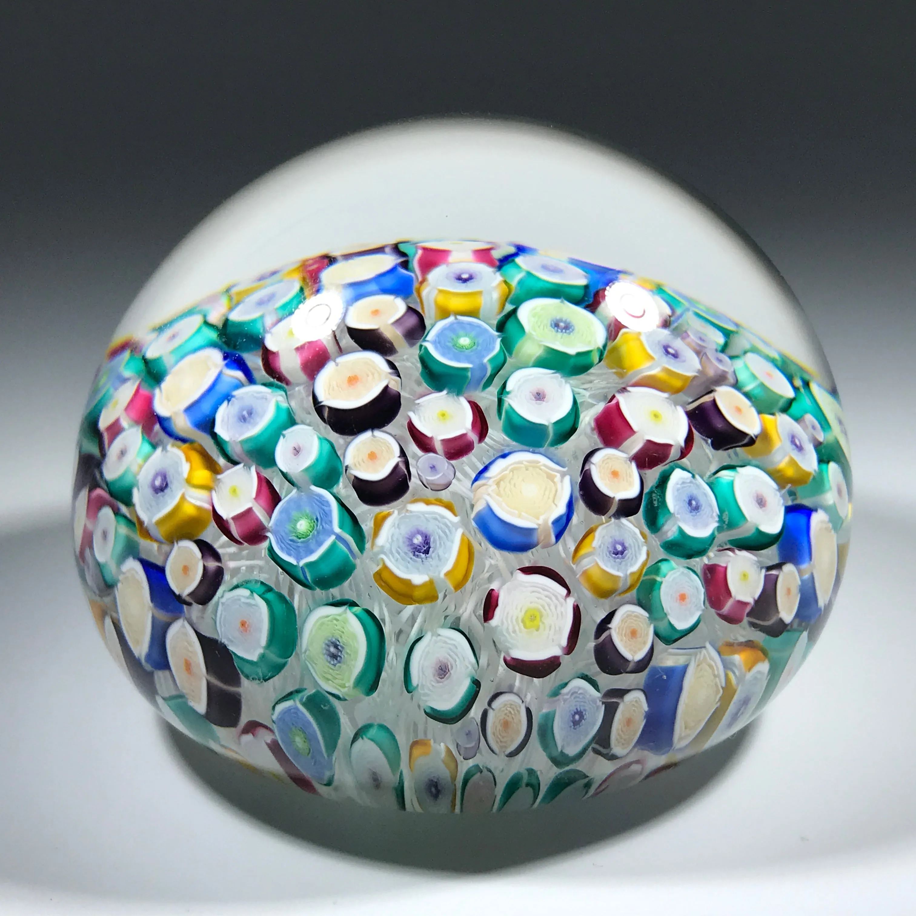 John Deacons 2018 Art Glass Paperweight Medium Closepack Rose Millefiori