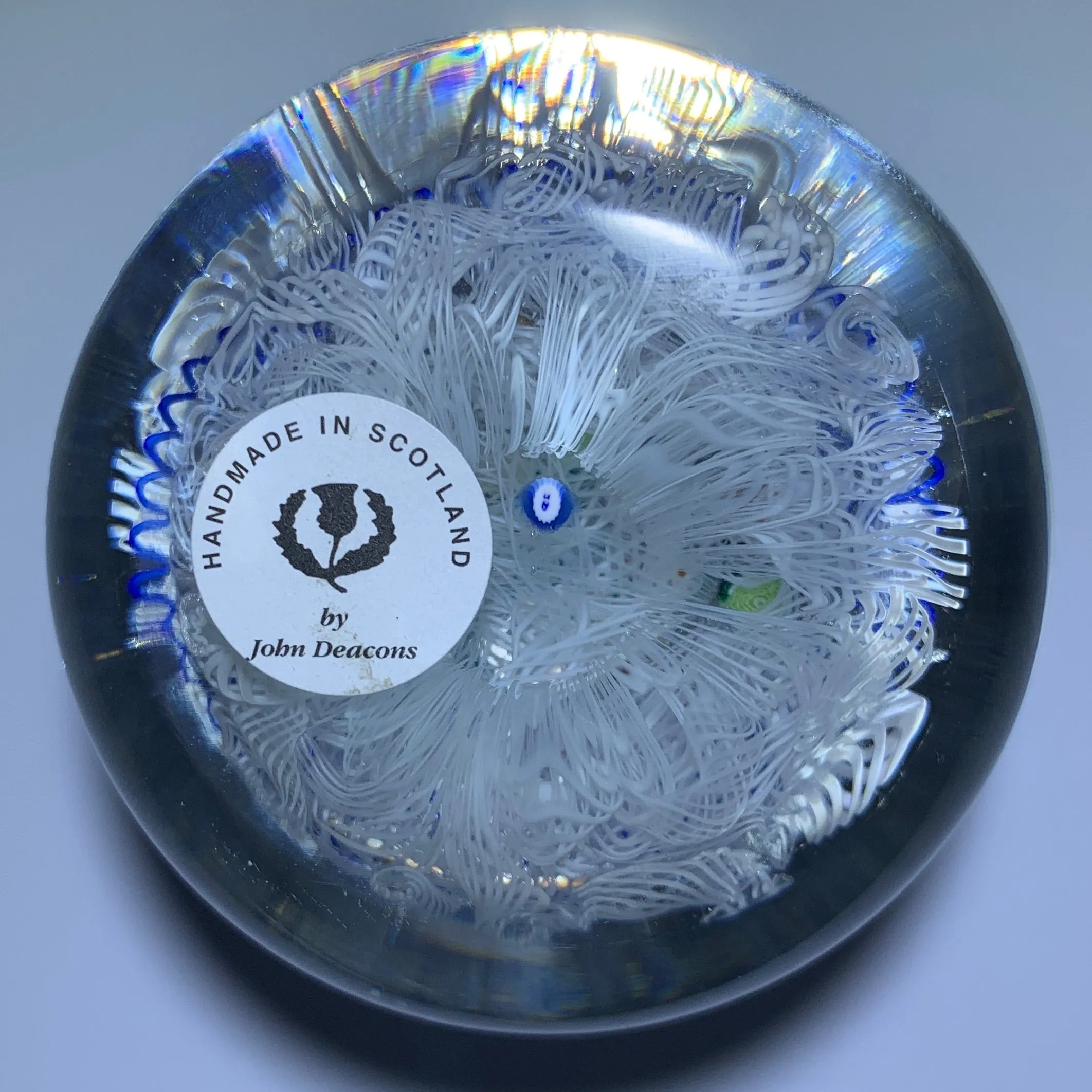 John Deacons 2019 Millefiori “Rose Garden” on Upset Muslin Lace Glass Art Paperweight