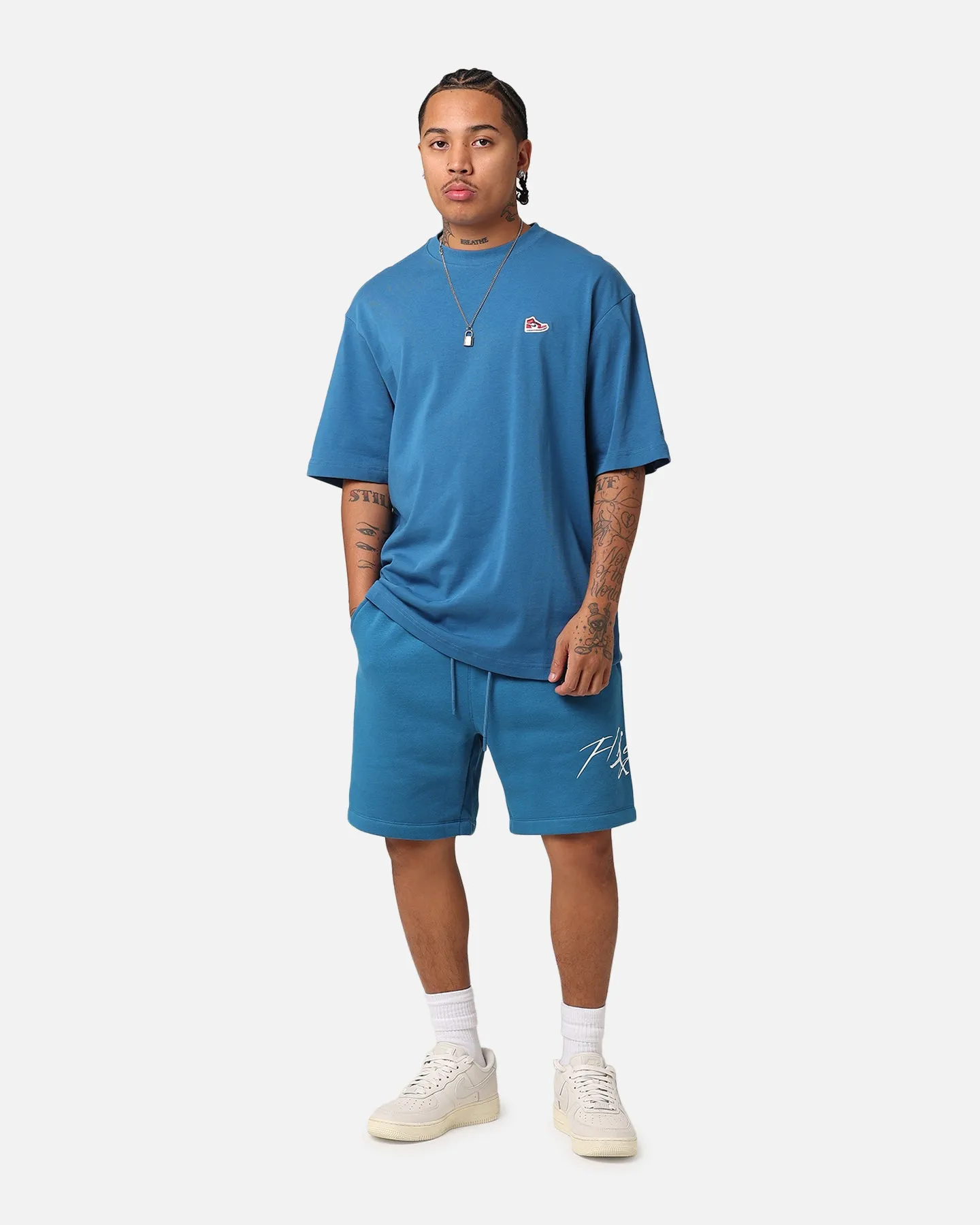 Jordan Brand Sneaker Patch Crewneck T-Shirt Industrial Blue