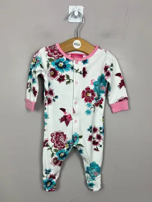 Joules white floral sleepsuit 0-3m