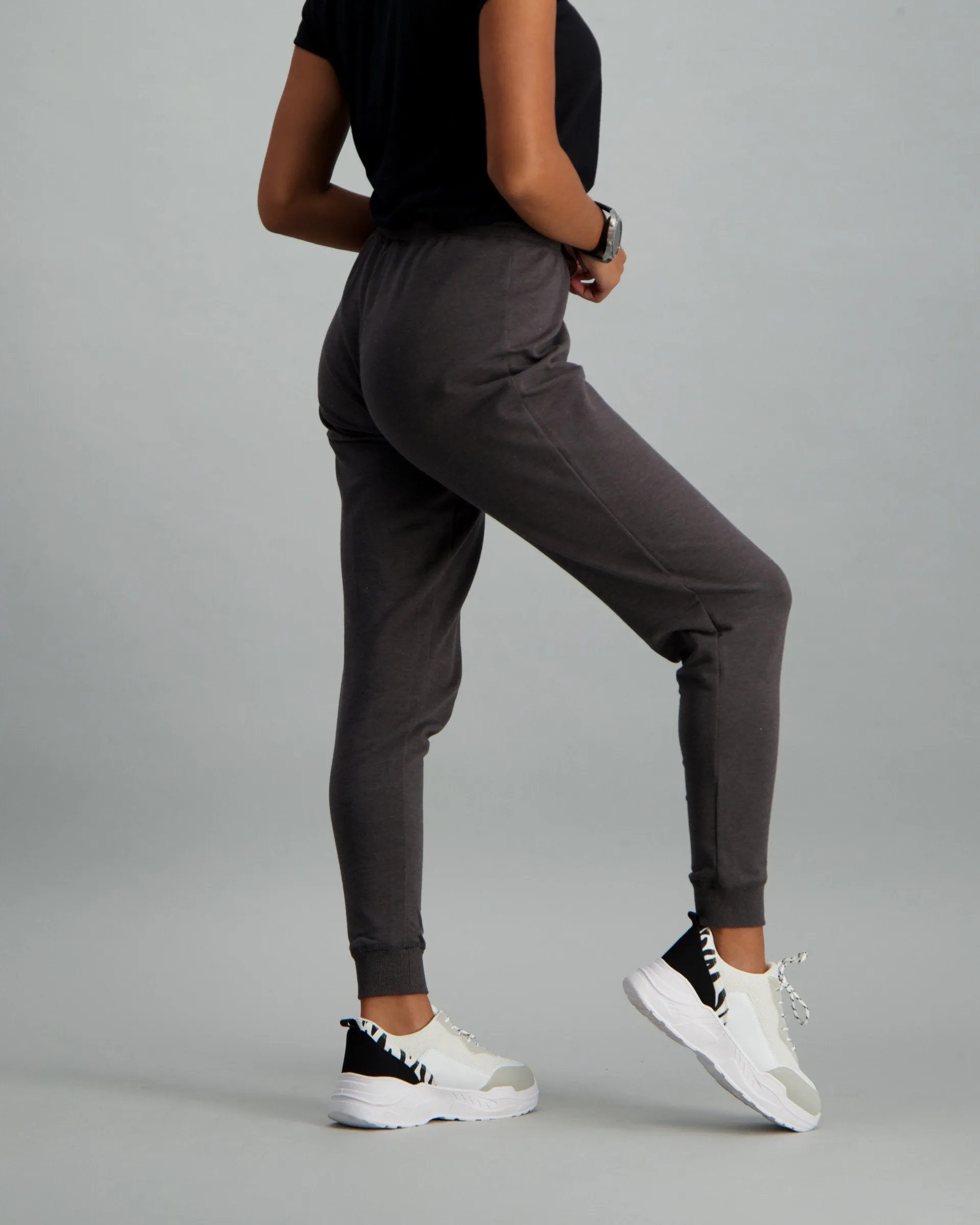 Ladies Fleece Track Pant - Charcoal
