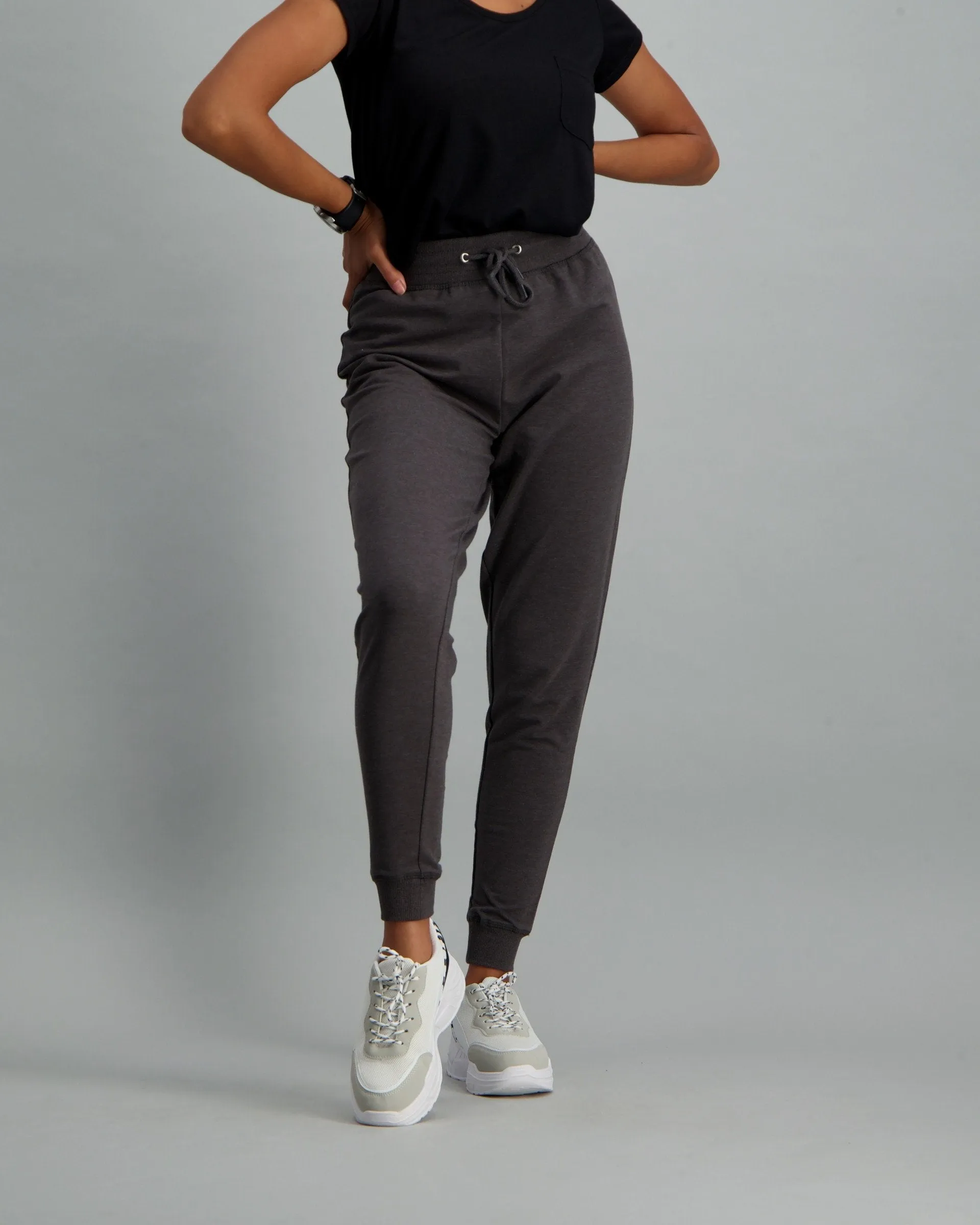 Ladies Fleece Track Pant - Charcoal