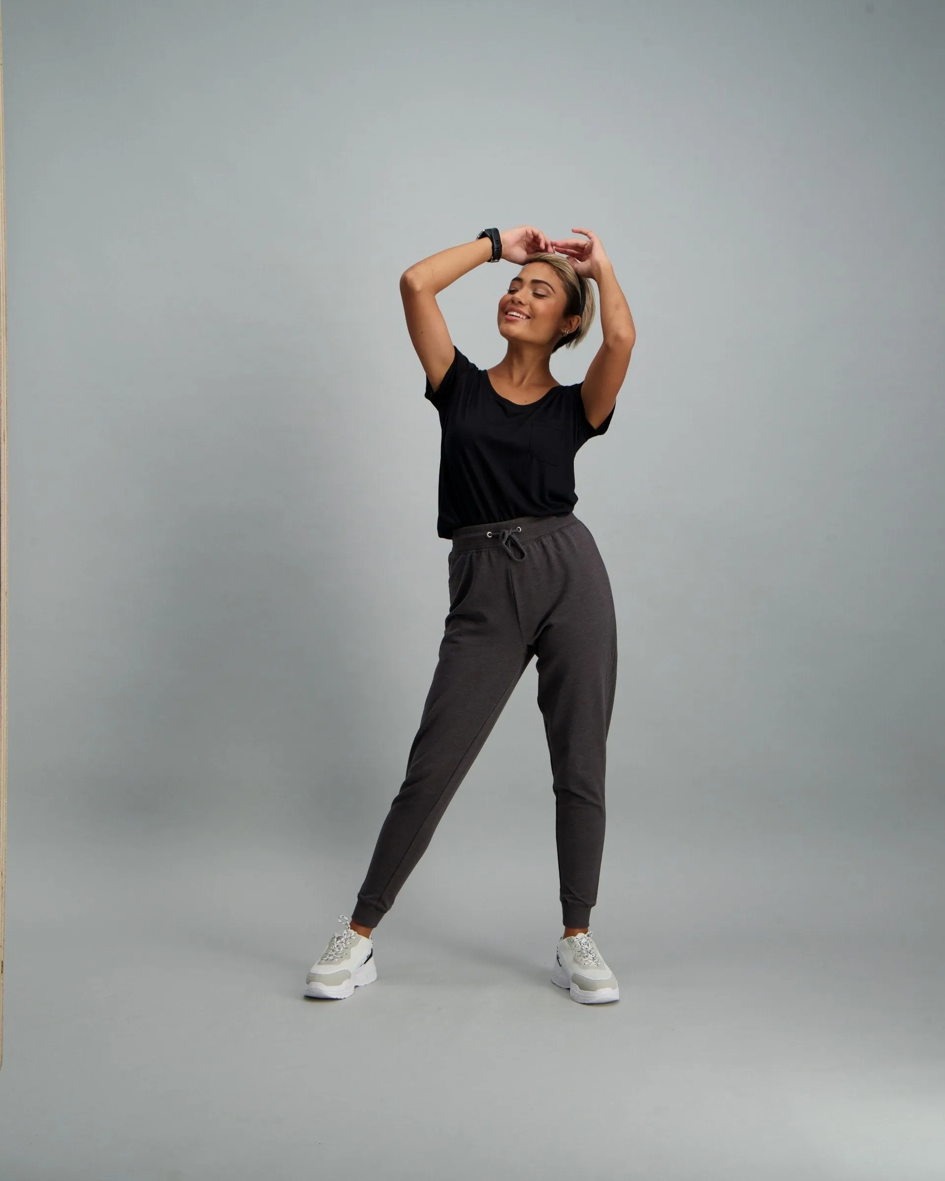 Ladies Fleece Track Pant - Charcoal