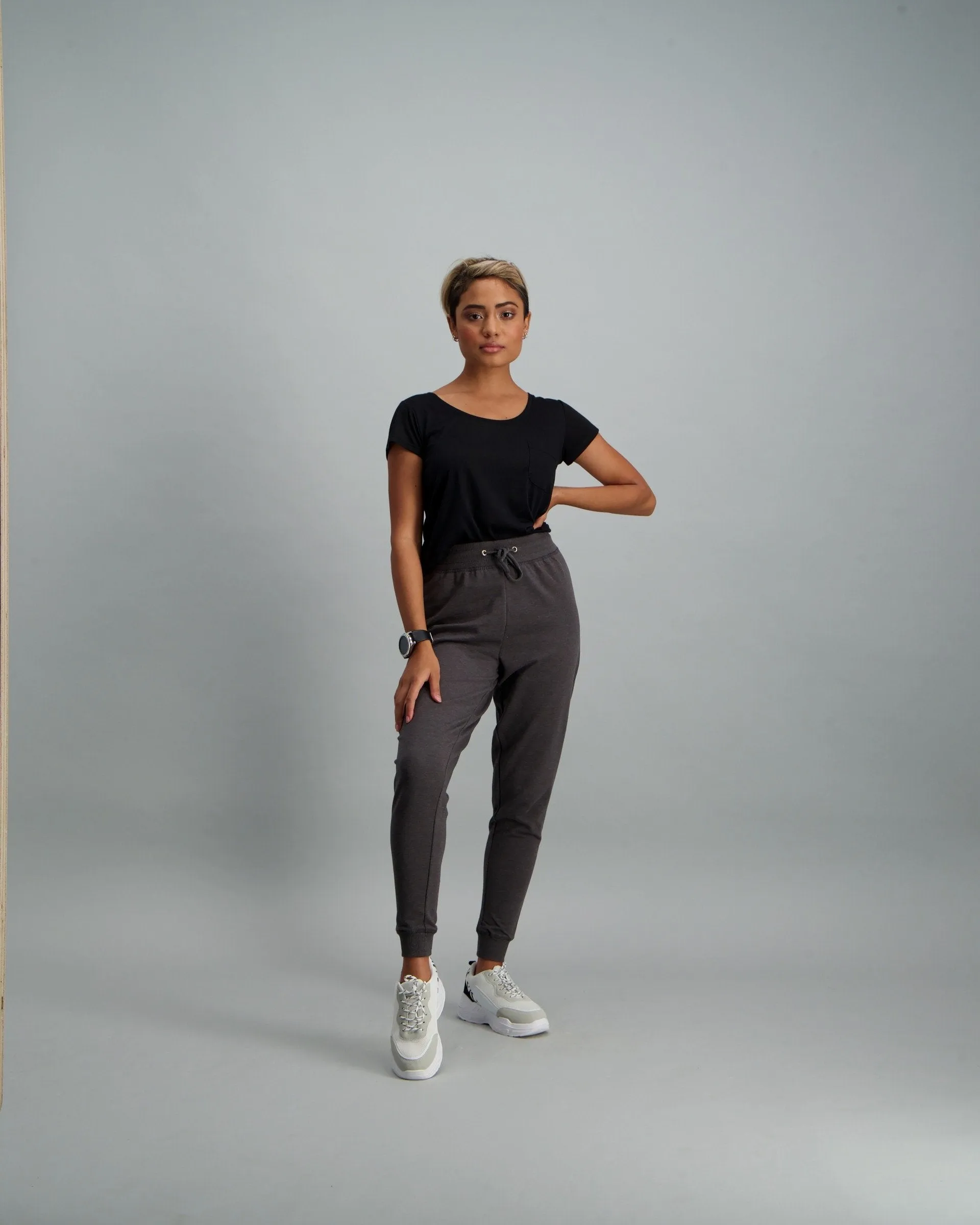 Ladies Fleece Track Pant - Charcoal