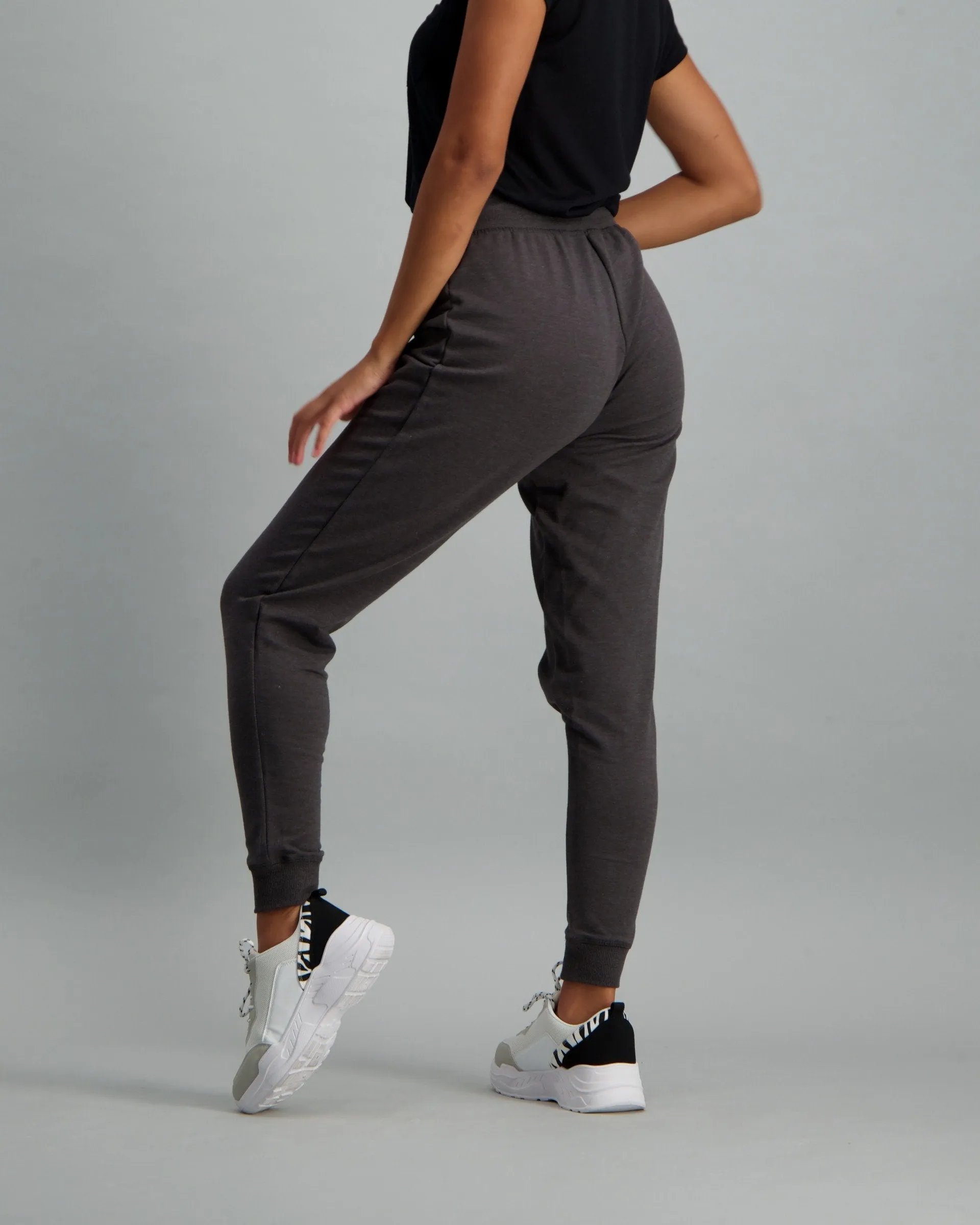 Ladies Fleece Track Pant - Charcoal