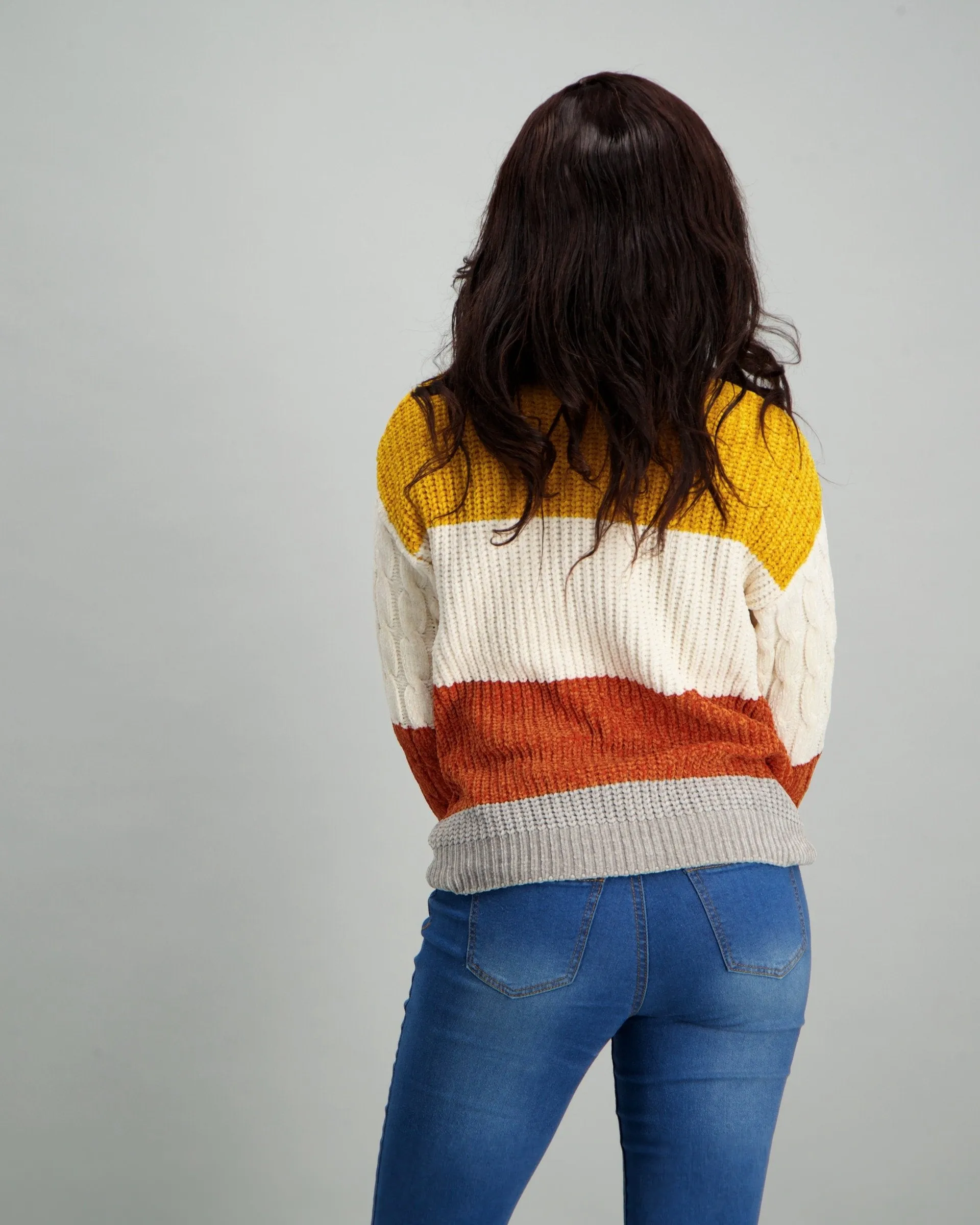 Ladies Spicy Striped Chenille Pullover - Multi