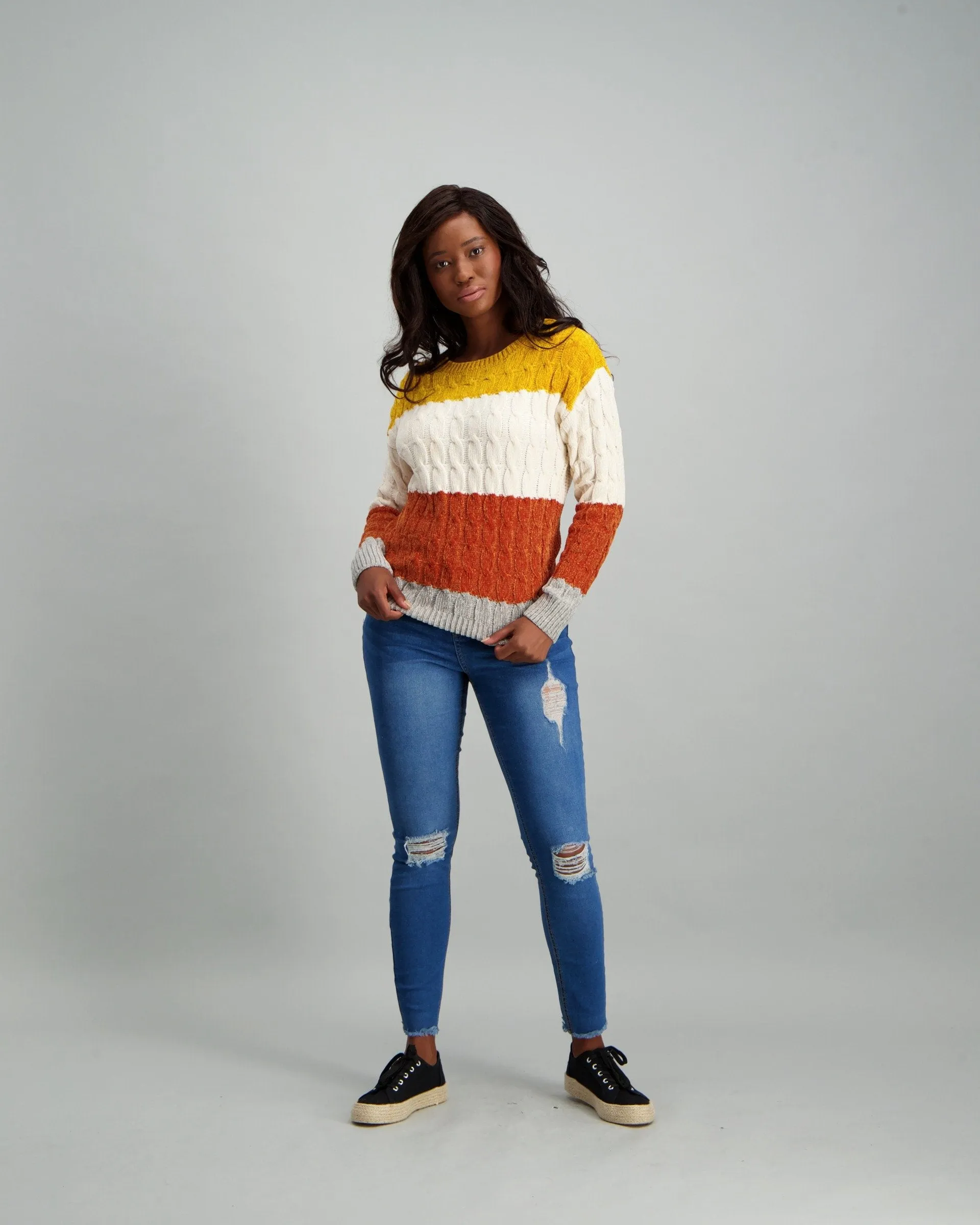 Ladies Spicy Striped Chenille Pullover - Multi