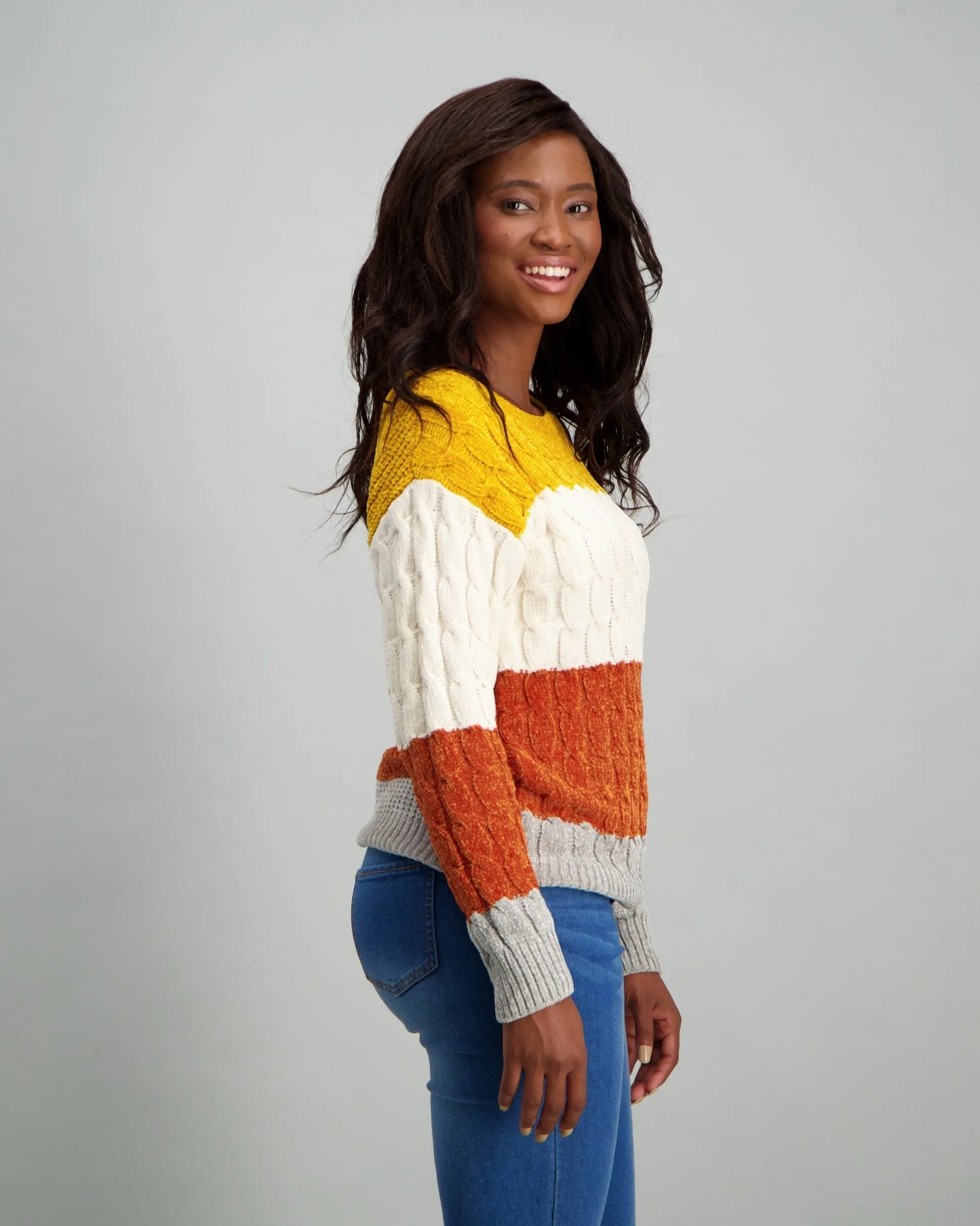 Ladies Spicy Striped Chenille Pullover - Multi