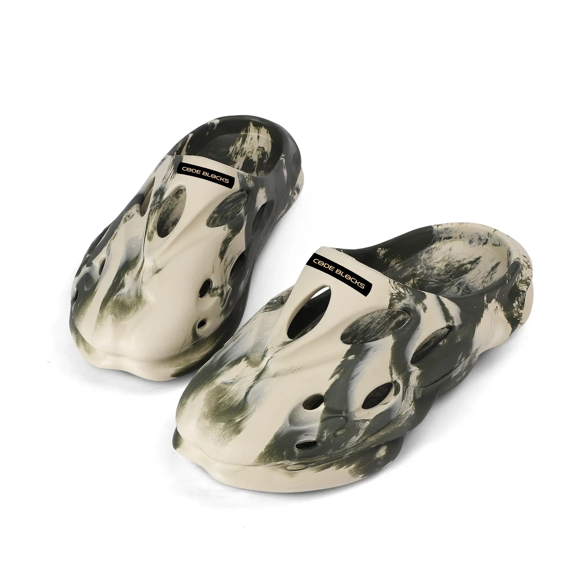 Leisure EVA Two-tone Hollow Out Clogs with Custom Name Logo Sandals