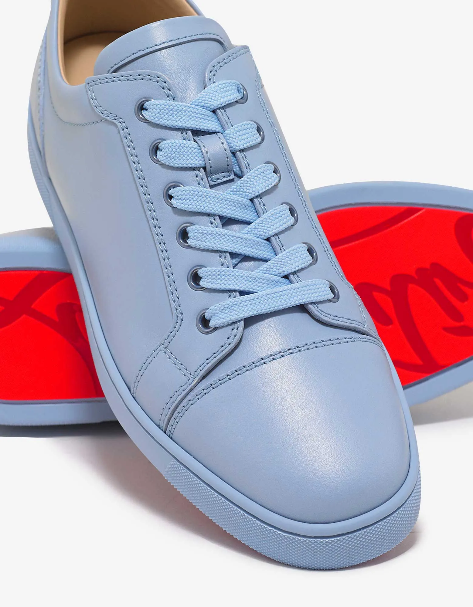 Louis Junior Flat Sky Blue Leather Trainers