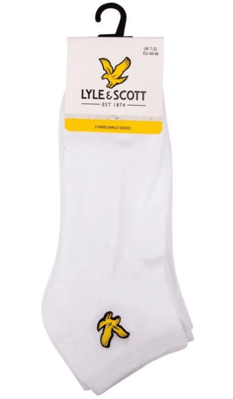 Lyle & Scott Ross 3 Pack Trainer Socks - White, Black, Multi 7-11 UK