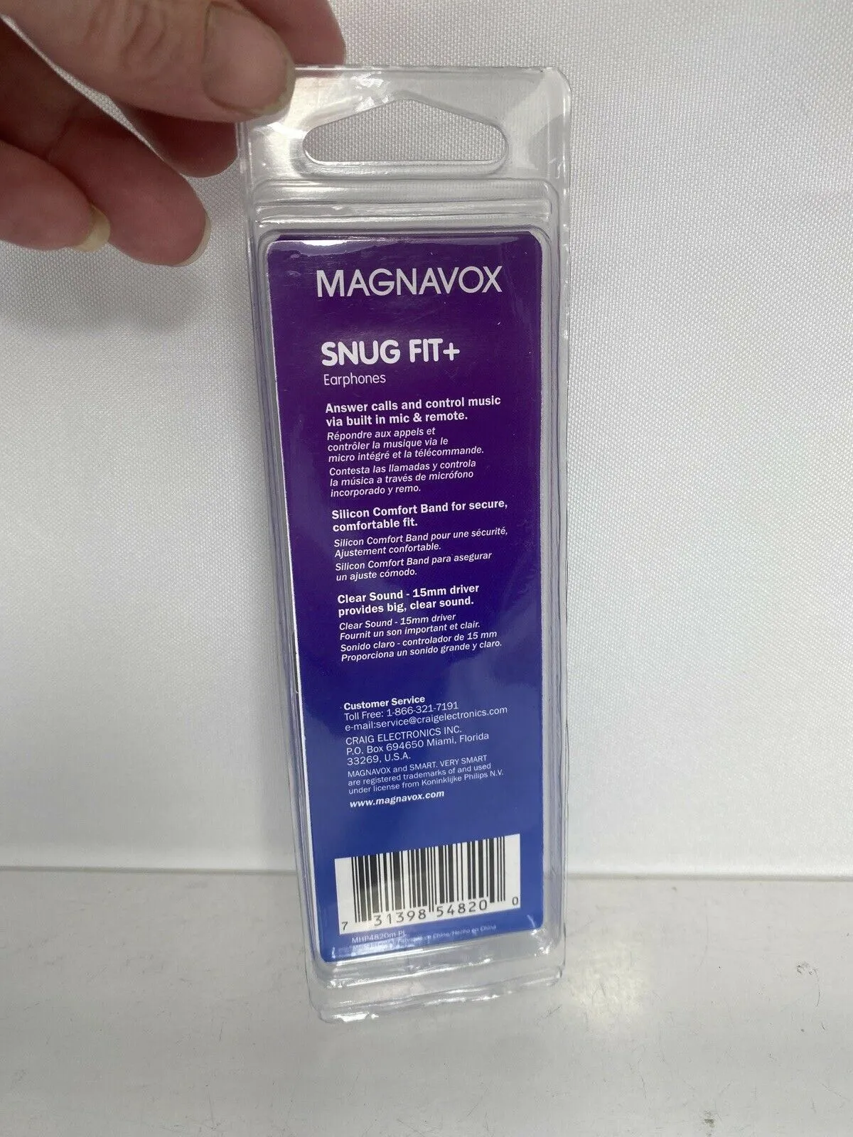 MAGNAVOX Purple MHP4820 3.5mm Snug Fit Silicone Stereo Earbuds Smooth Bass