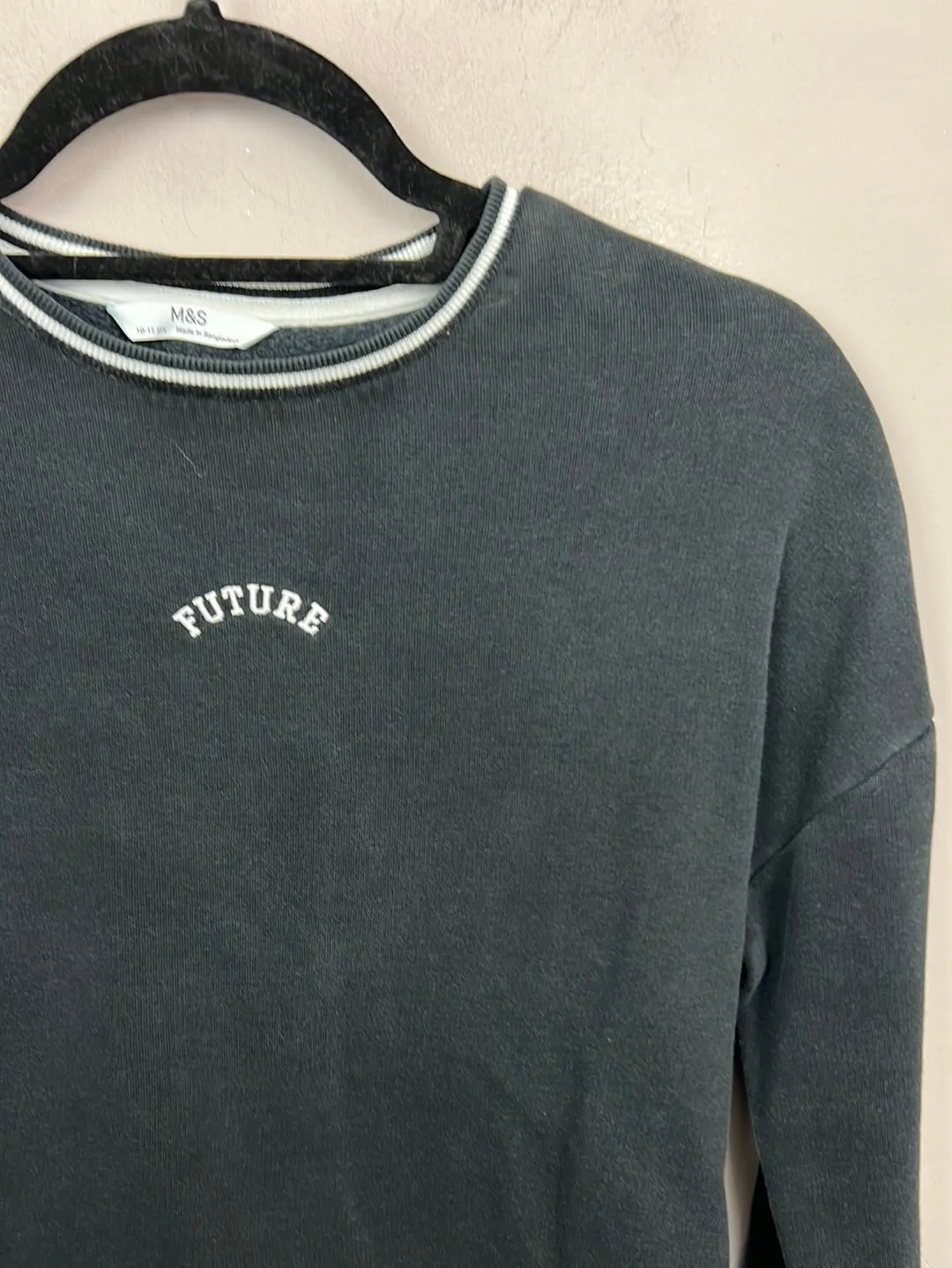 M&S Black cropped future sweatshirt 10-11y