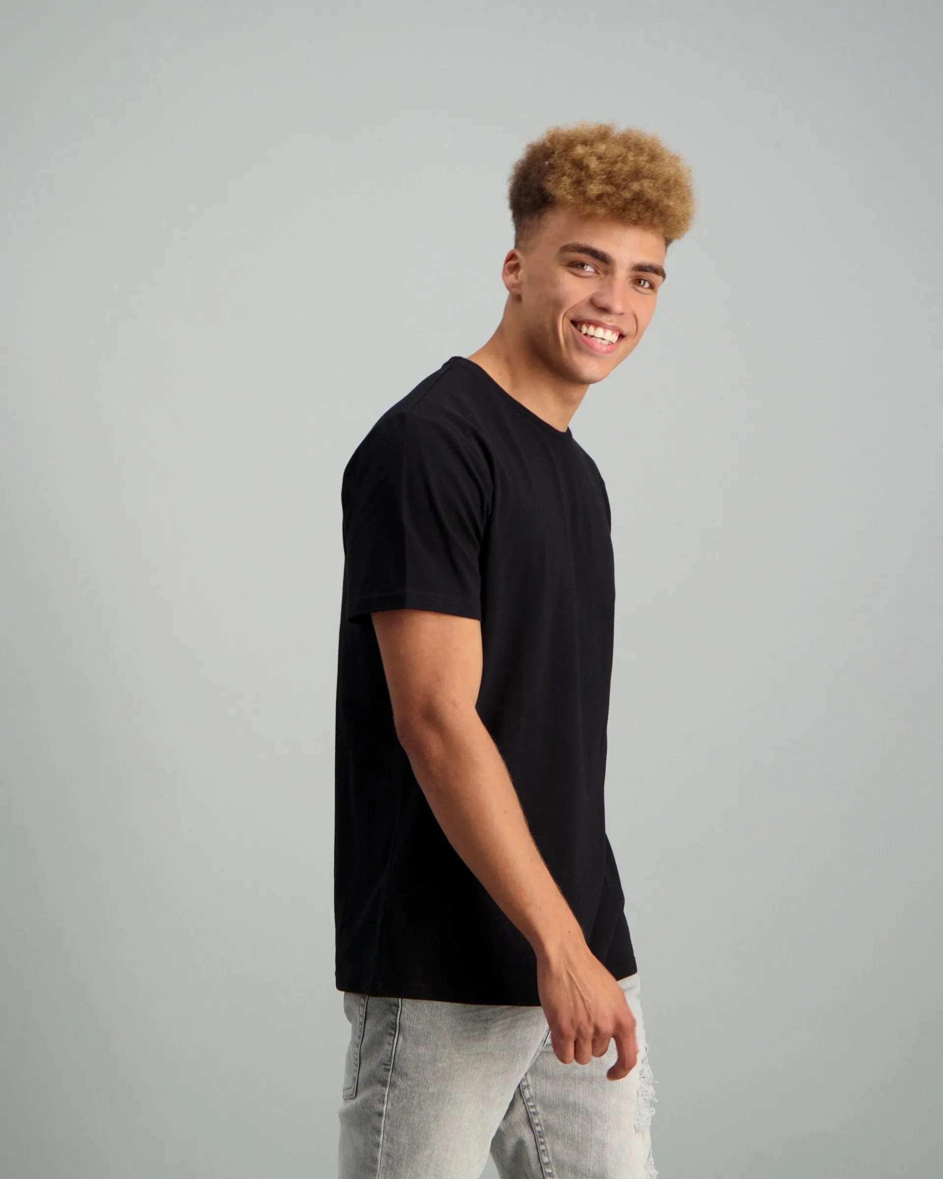 Men's Stretch Basic Crew Neck Slim T-Shirt - Black