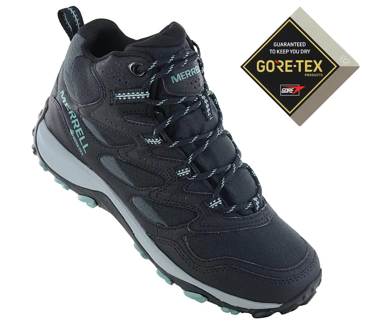 Merrell West Rim Sport Mid GTX - GORE-TEX - Damen Wanderschuhe Trekking Boots Schwarz J036552
