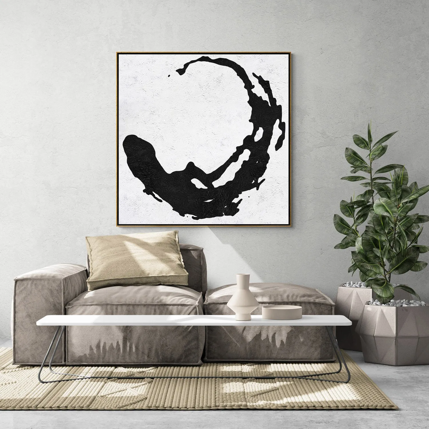 Minimal Black and White Painting MN51A