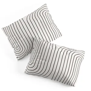 MINIMAL LINE CURVATURE BLACK AND WHITE PILLOW SHAMS