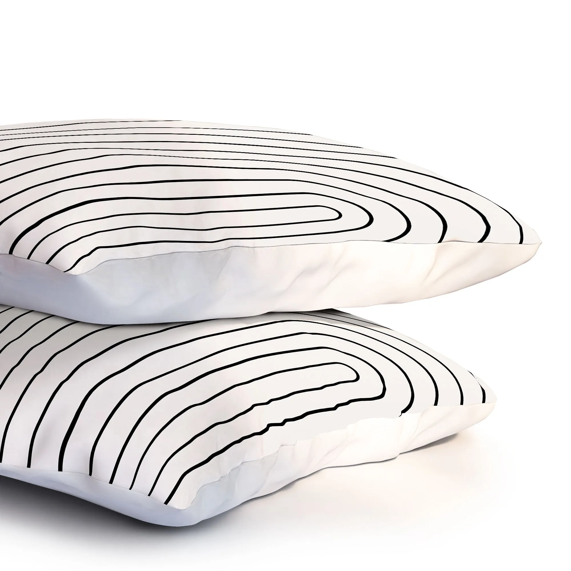 MINIMAL LINE CURVATURE BLACK AND WHITE PILLOW SHAMS