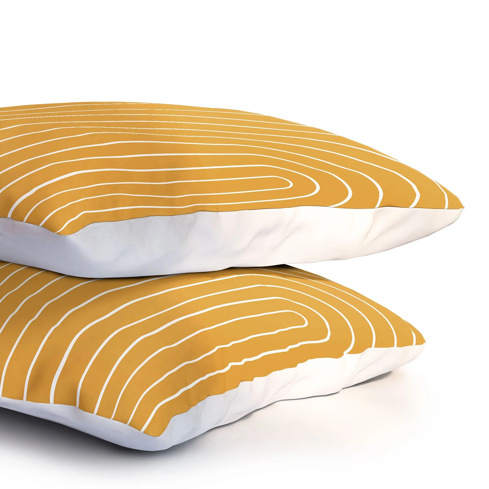 MINIMAL LINE CURVATURE GOLD PILLOW SHAMS