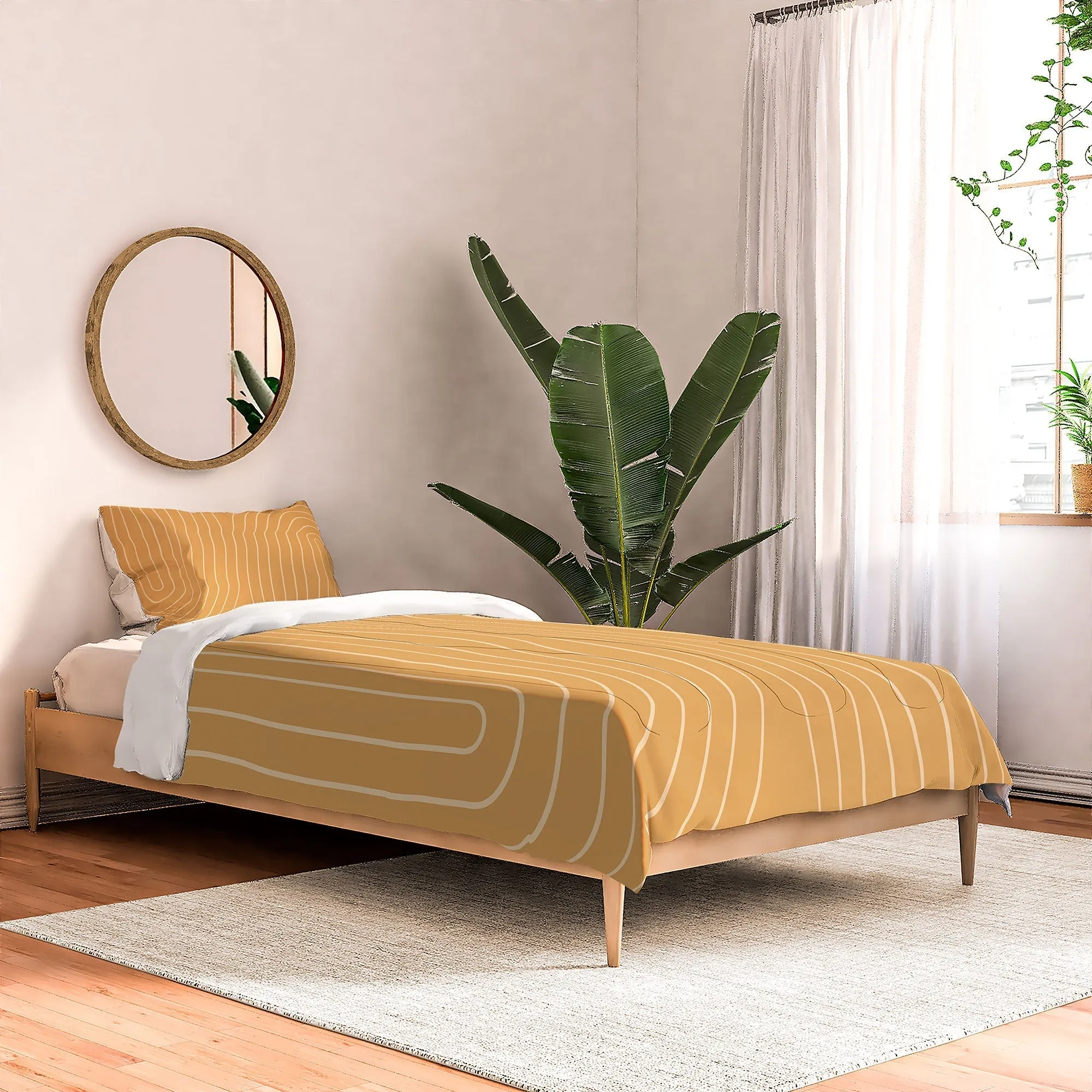 MINIMAL LINE CURVATURE ORANGE DUVET / COMFORTER