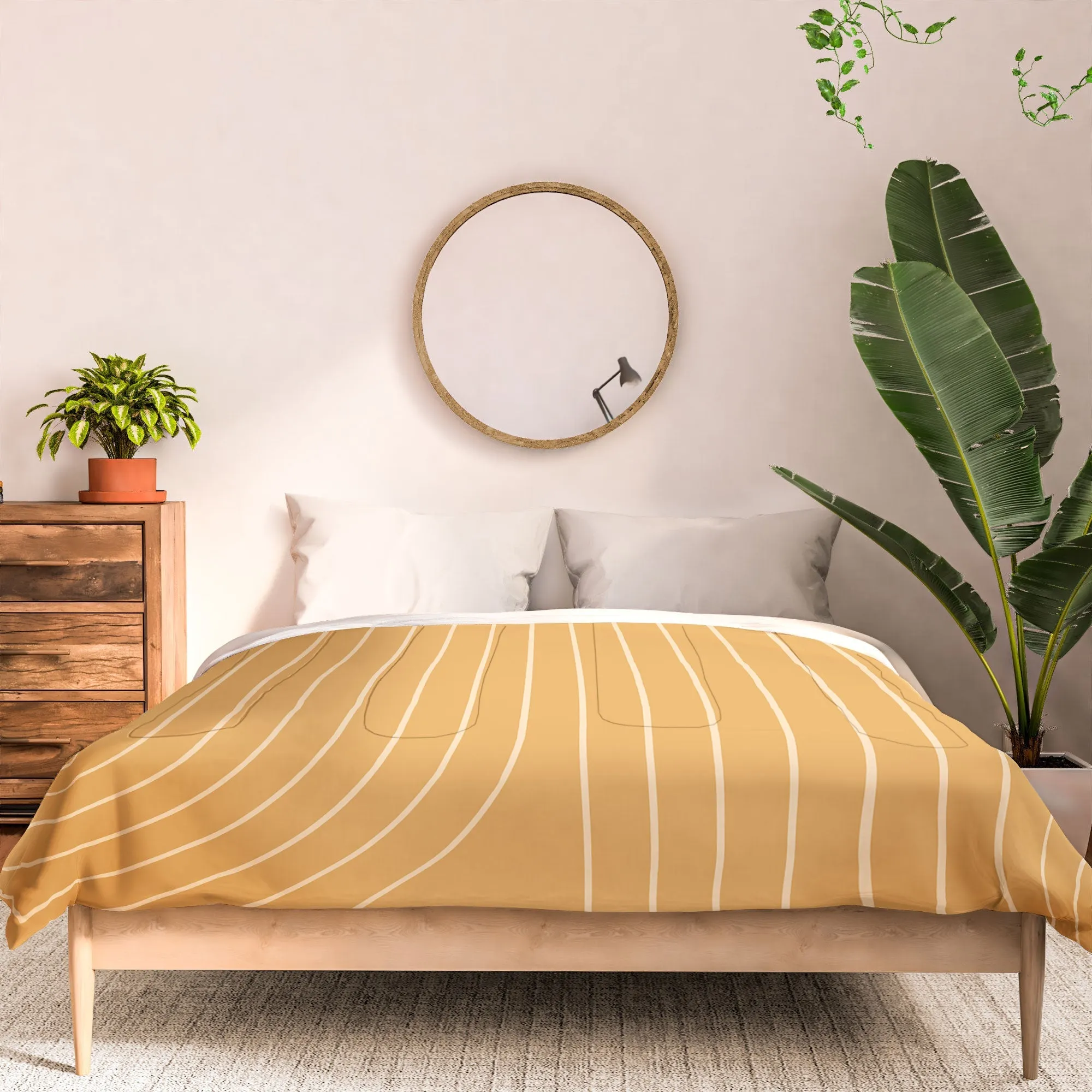 MINIMAL LINE CURVATURE ORANGE DUVET / COMFORTER