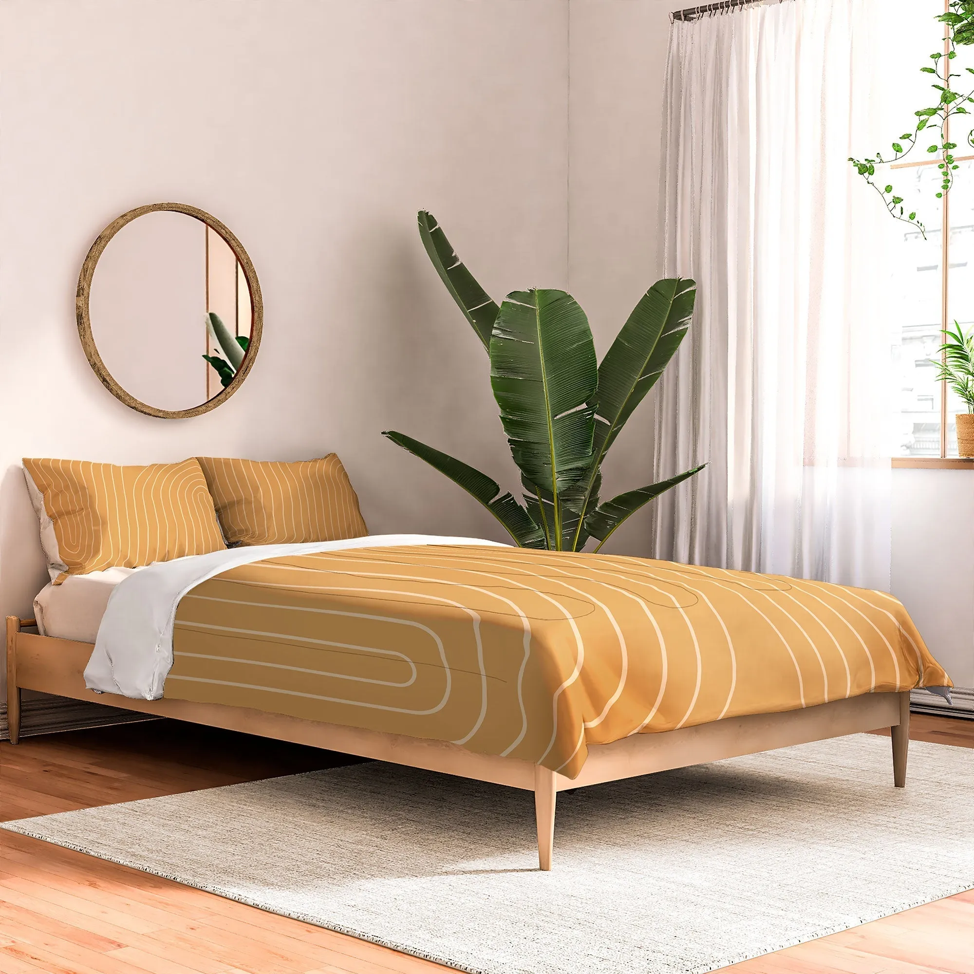 MINIMAL LINE CURVATURE ORANGE DUVET / COMFORTER