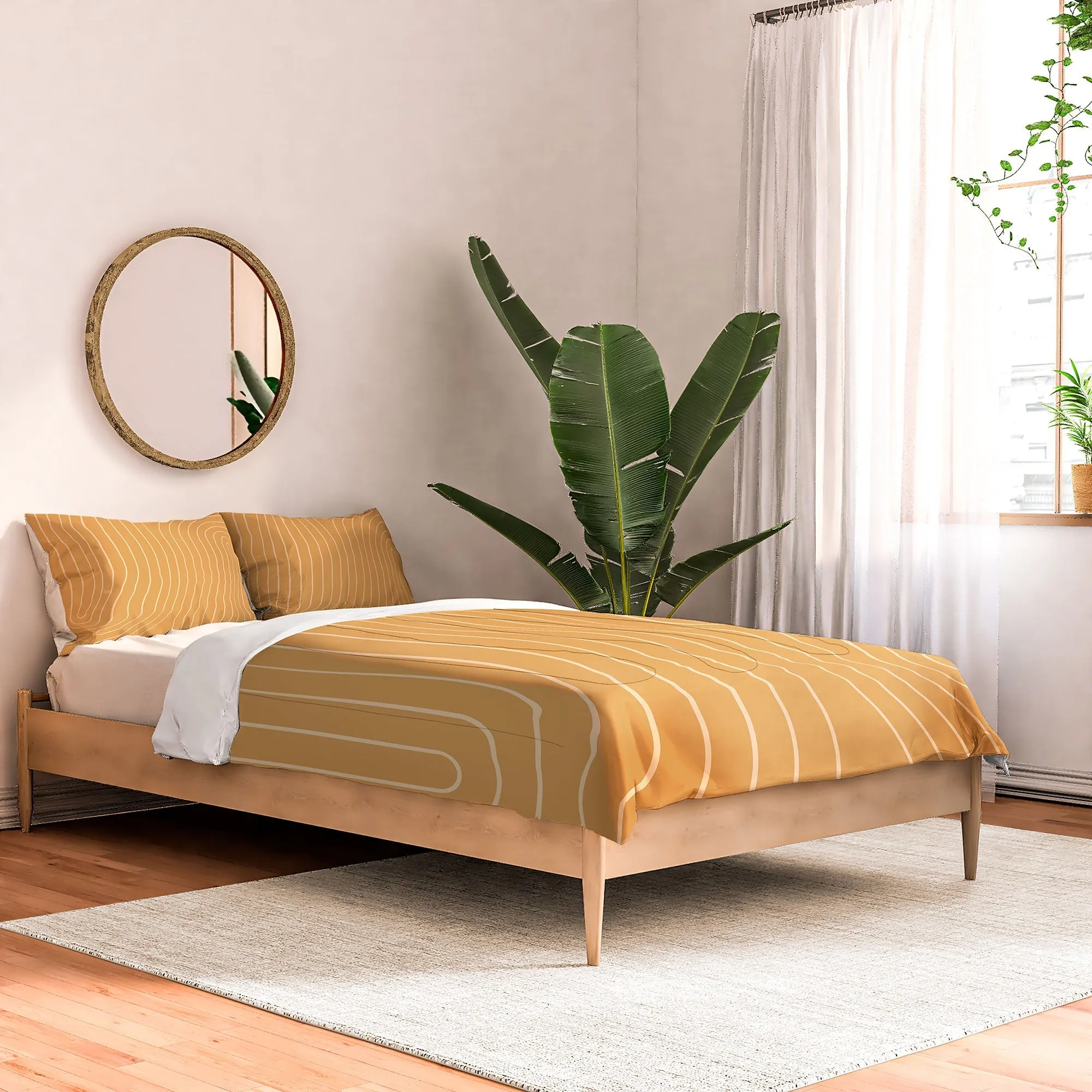 MINIMAL LINE CURVATURE ORANGE DUVET / COMFORTER
