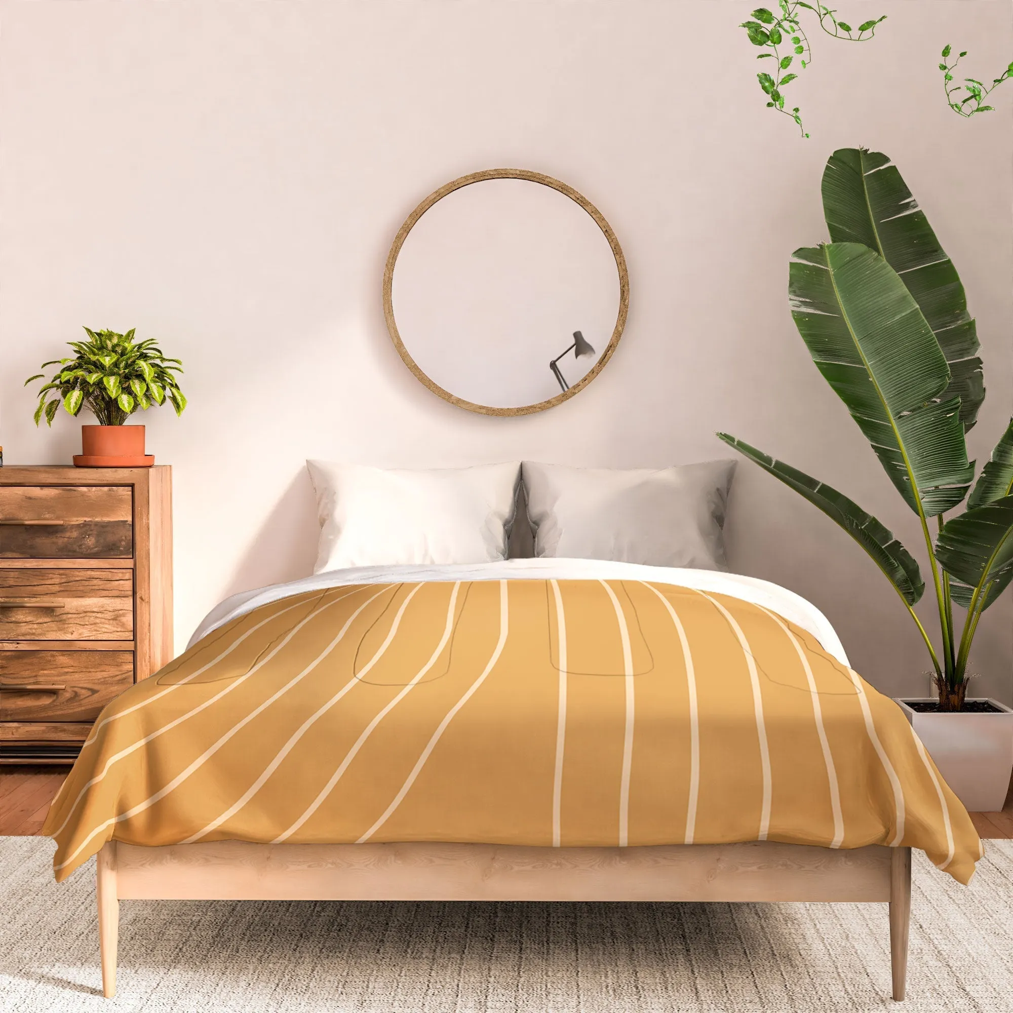 MINIMAL LINE CURVATURE ORANGE DUVET / COMFORTER