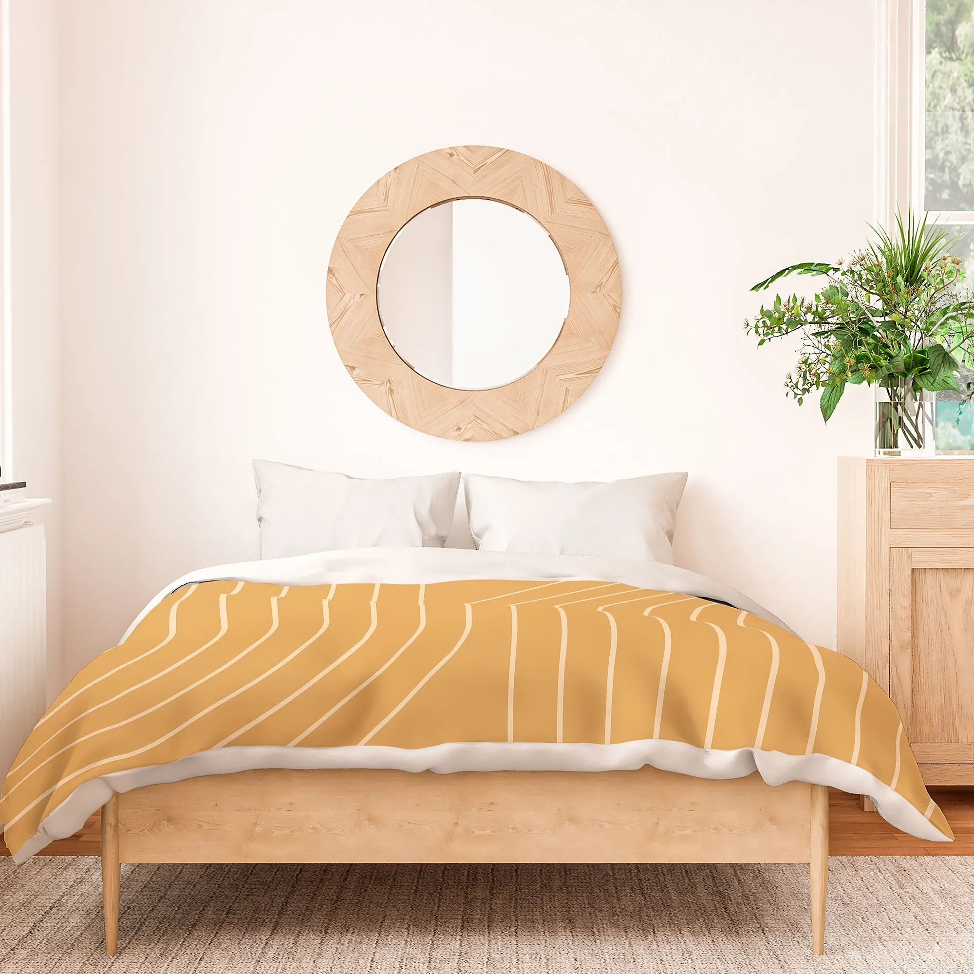 MINIMAL LINE CURVATURE ORANGE DUVET / COMFORTER