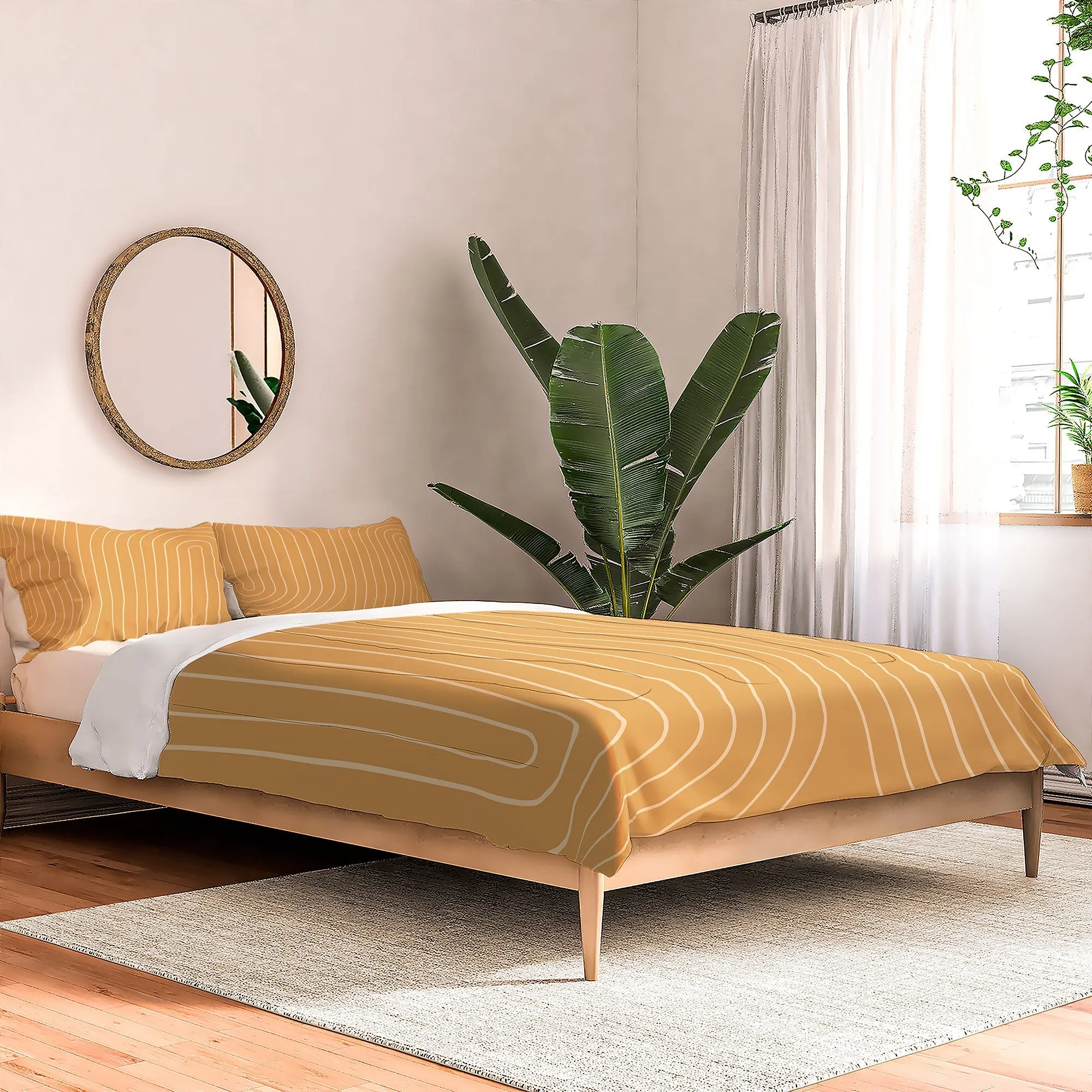 MINIMAL LINE CURVATURE ORANGE DUVET / COMFORTER