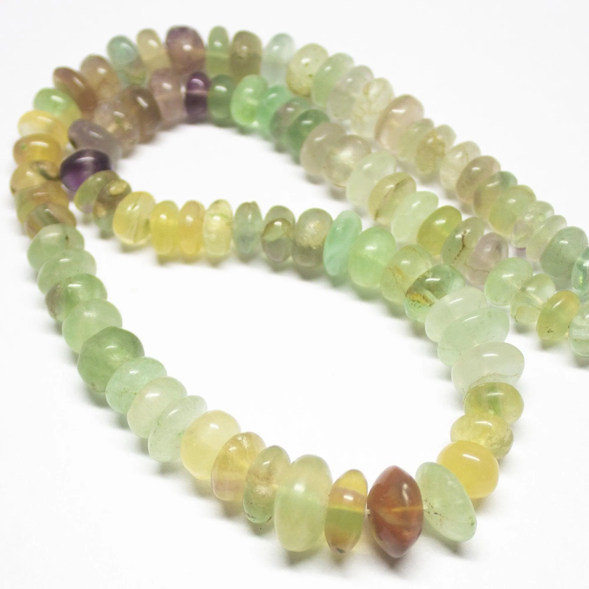 Natural Multi Color Fluorite Smooth Rondelle Beads 7mm 12.5mm 16inches