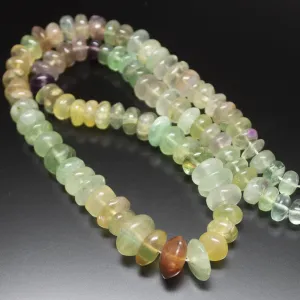 Natural Multi Color Fluorite Smooth Rondelle Beads 7mm 12.5mm 16inches