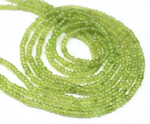 Natural Vessonite Green Garnet Smooth Rondelle Loose Beads Strand 14" 2.5mm