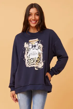Navy Blue Graphic Windcheater