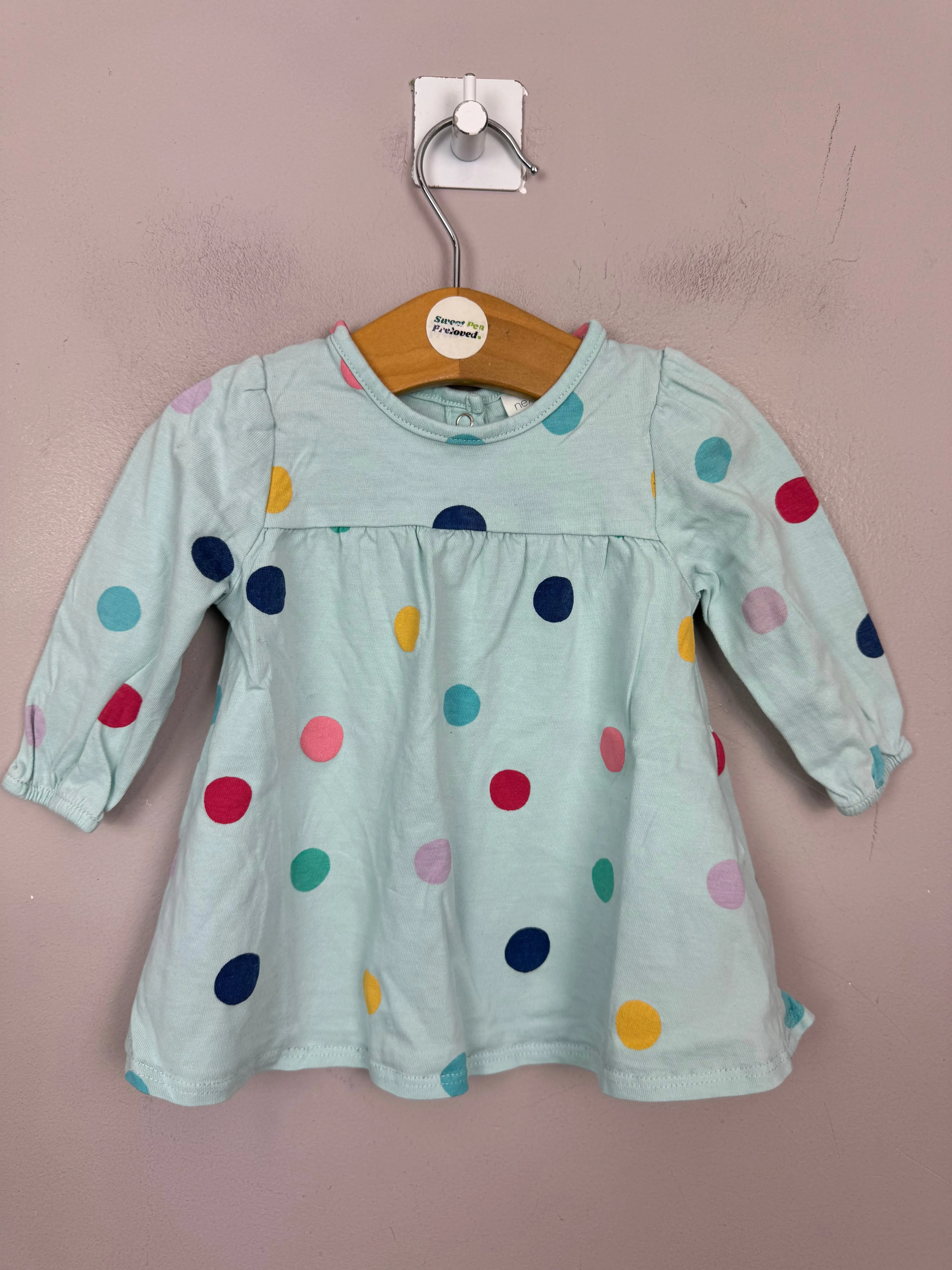Next aqua spot long sleeve top 0-3m