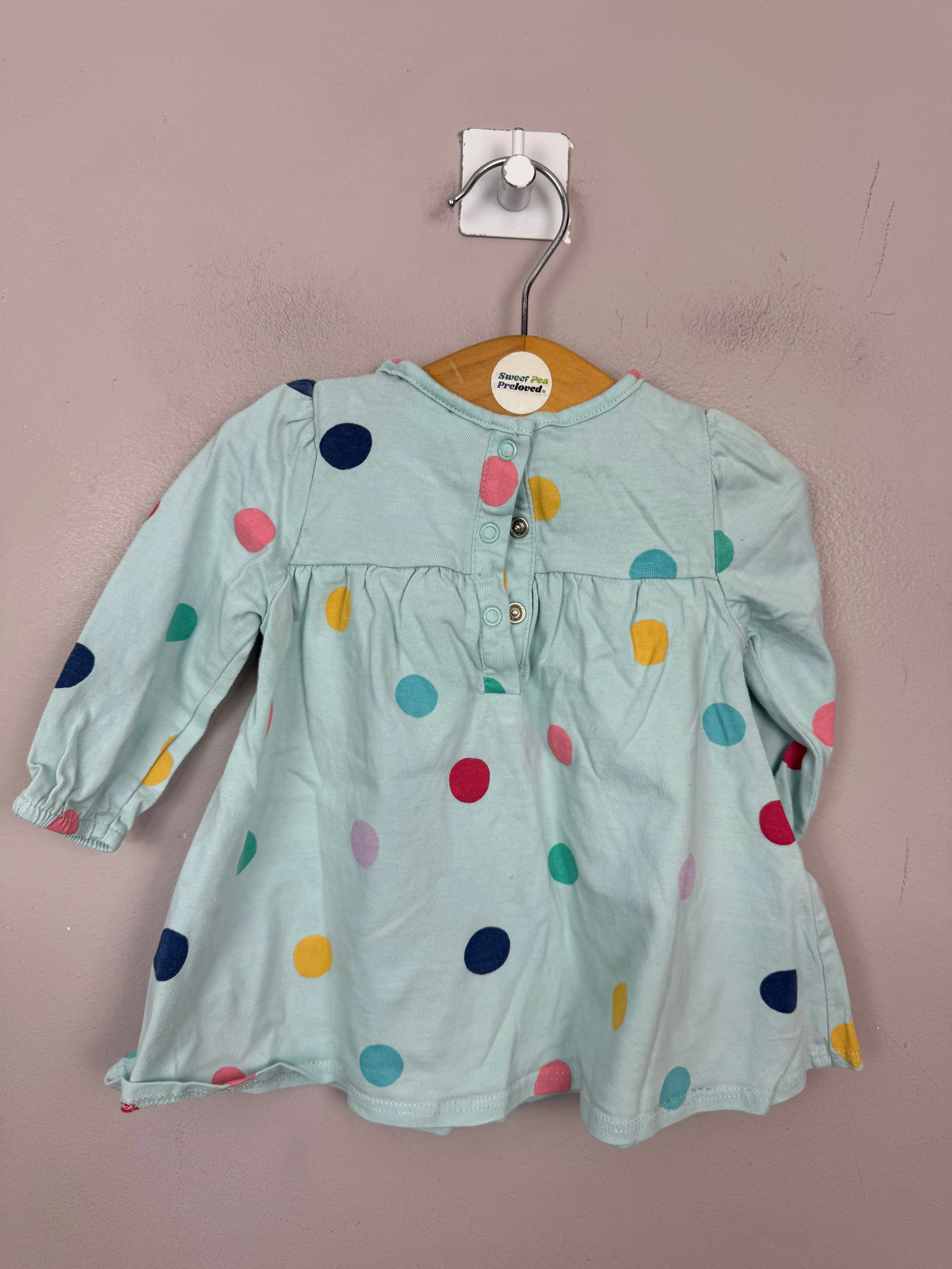 Next aqua spot long sleeve top 0-3m