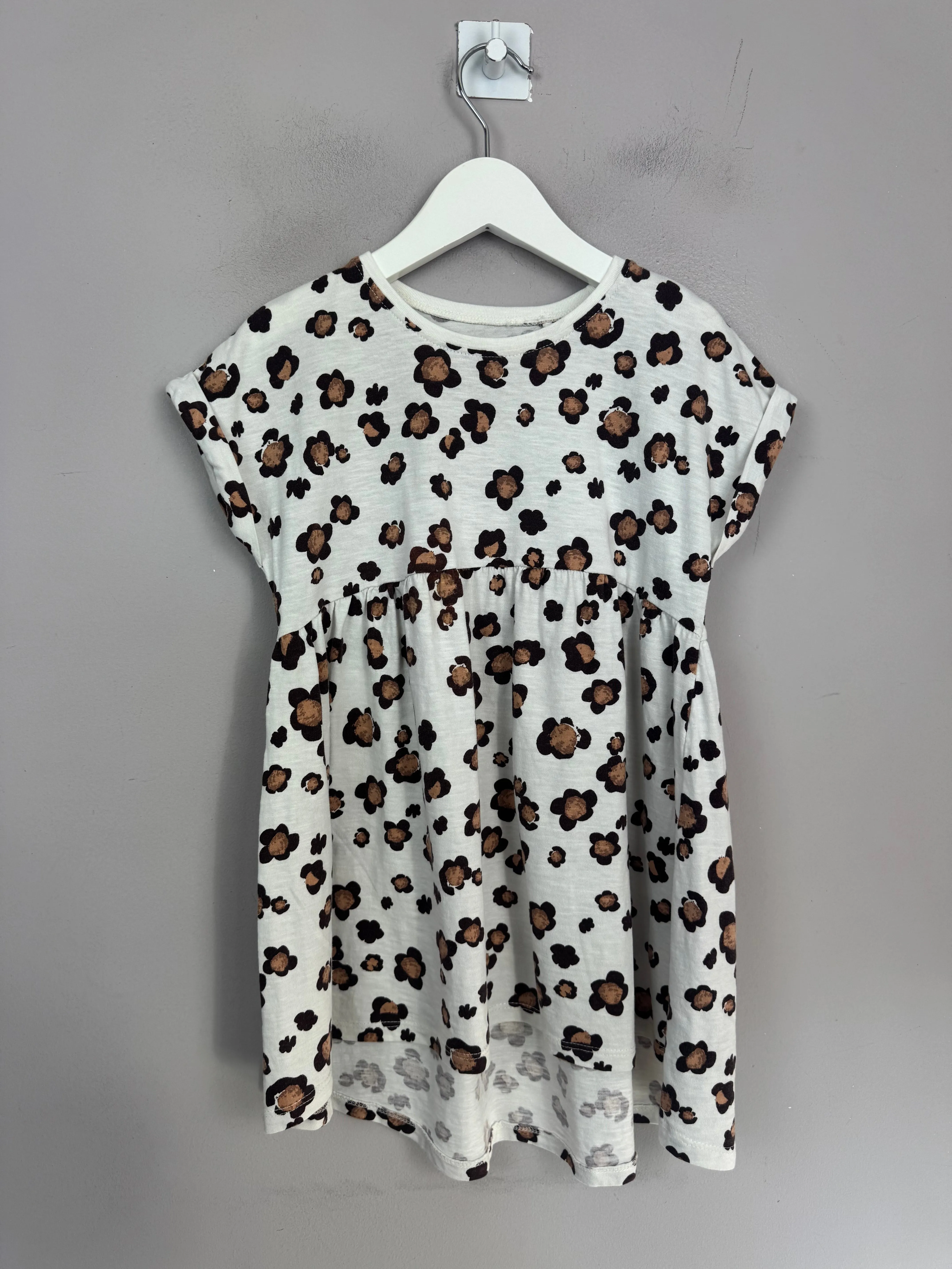 Next Cream Floral Jersey Dress 2-3y