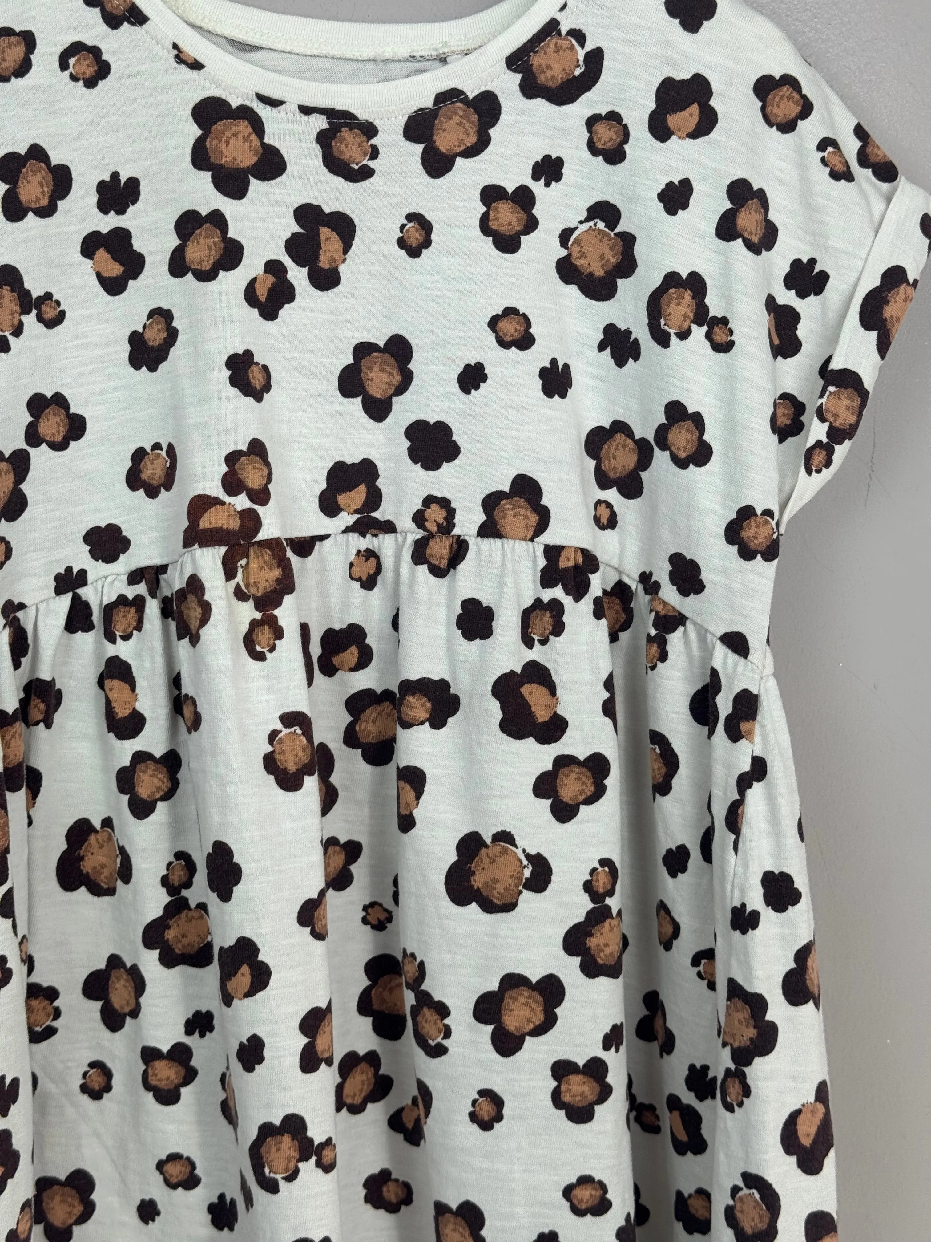 Next Cream Floral Jersey Dress 2-3y