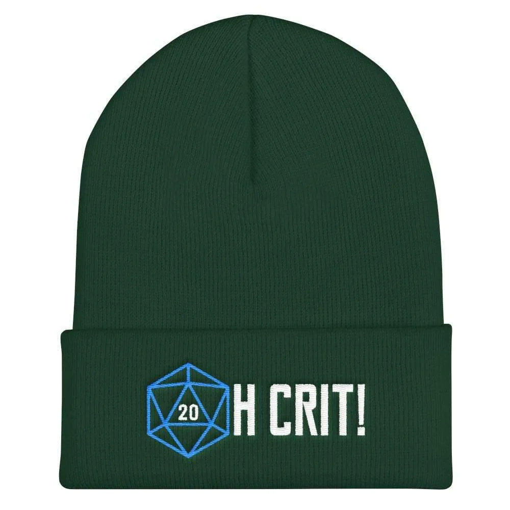 OH CRIT! D20 Teal/White Cuffed Beanie / Tuque