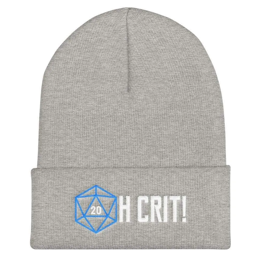 OH CRIT! D20 Teal/White Cuffed Beanie / Tuque