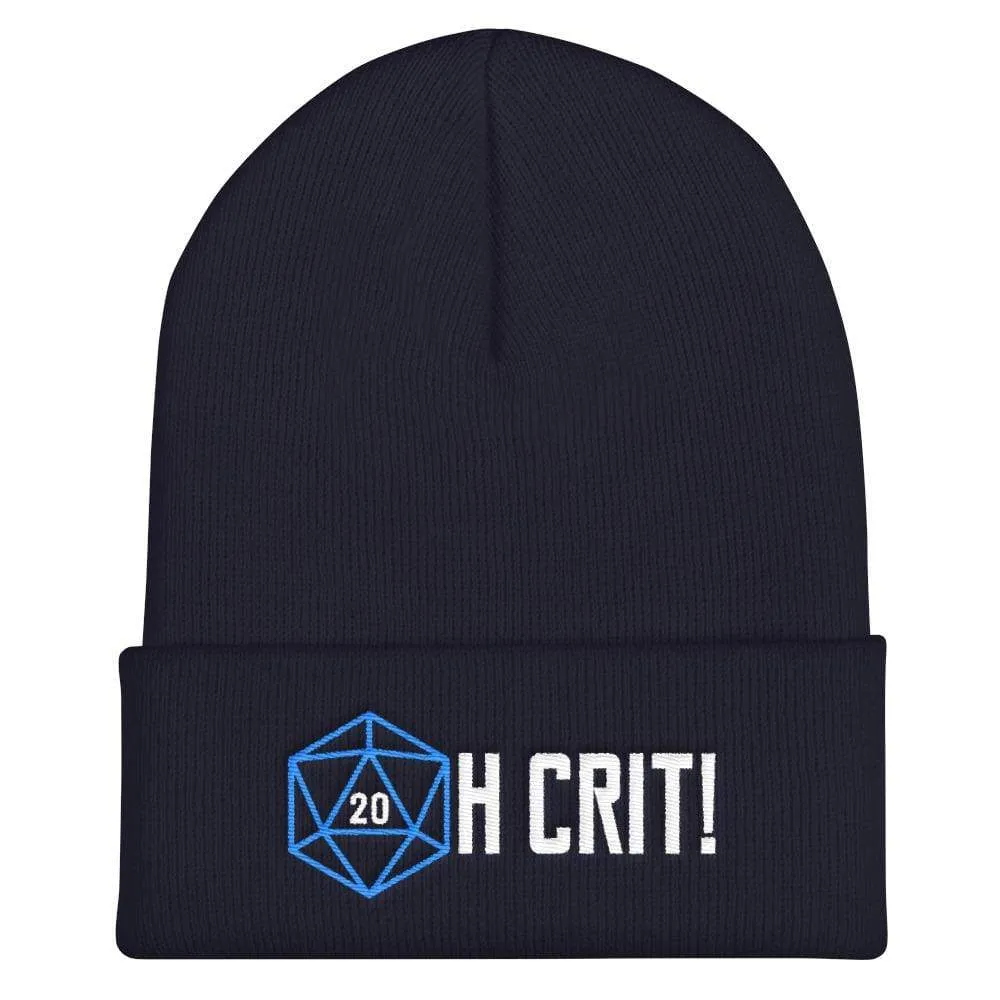 OH CRIT! D20 Teal/White Cuffed Beanie / Tuque