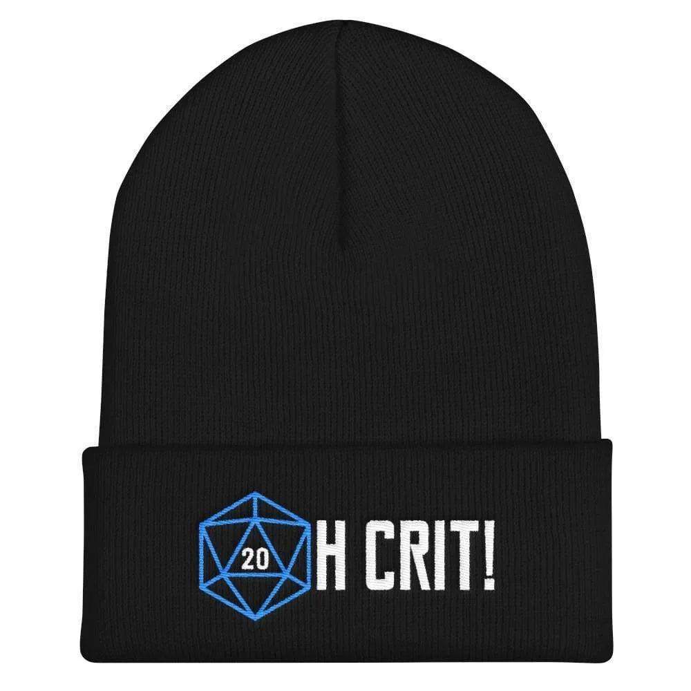OH CRIT! D20 Teal/White Cuffed Beanie / Tuque