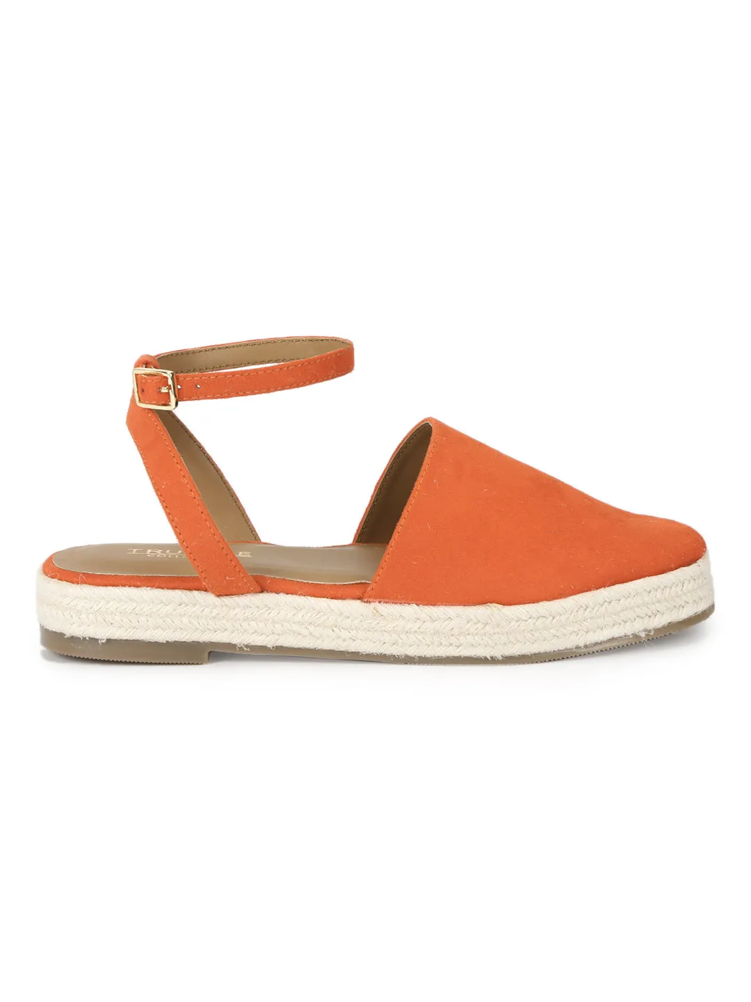 Orange Micro Flat Espadrille Sandals