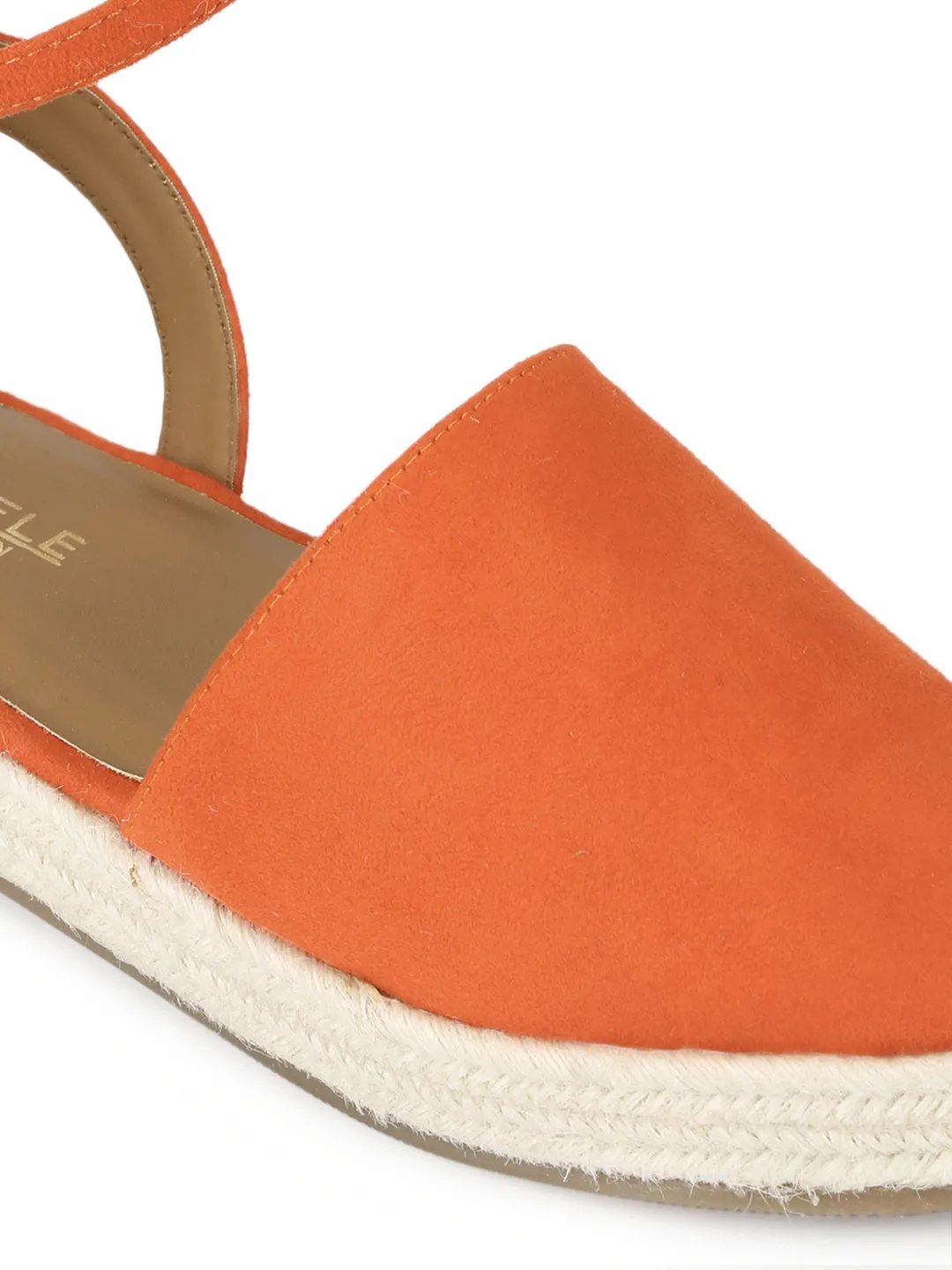 Orange Micro Flat Espadrille Sandals