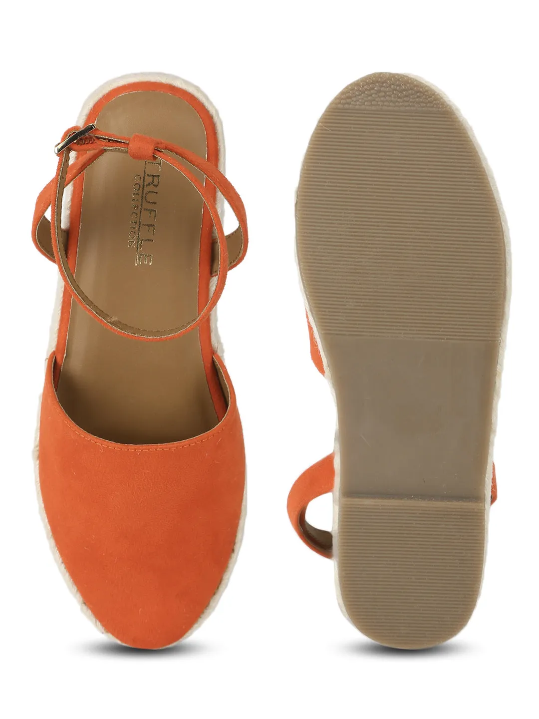 Orange Micro Flat Espadrille Sandals