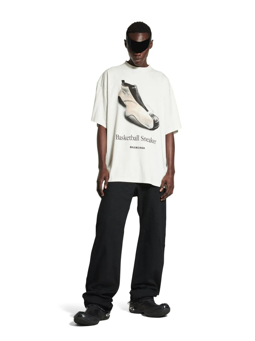 Oversized Basketball Sneaker T-Shirt in Dirty White