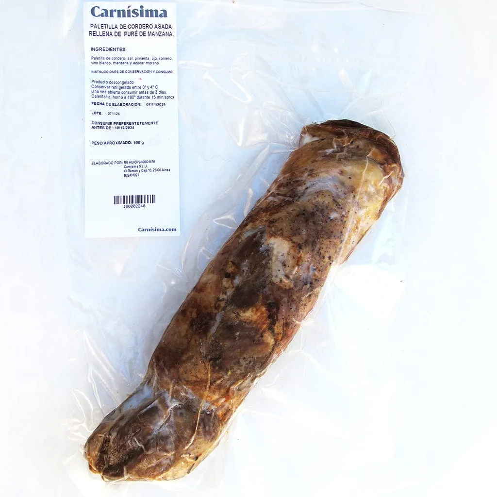 Paletilla de cordero Eco rellena de puré de manzana
