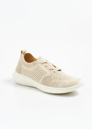 Perforated suede-look sneakers with laces