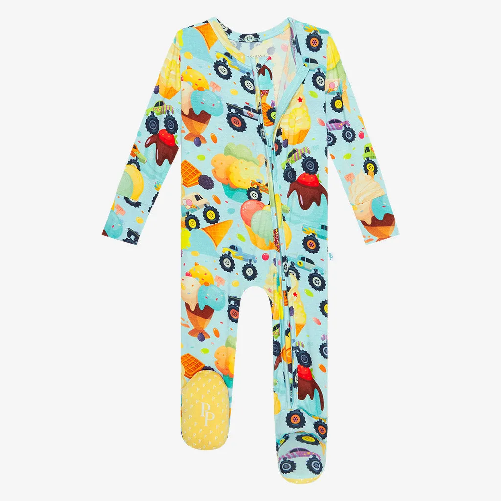 Posh Peanut Monster Trucks Footie with Zipper