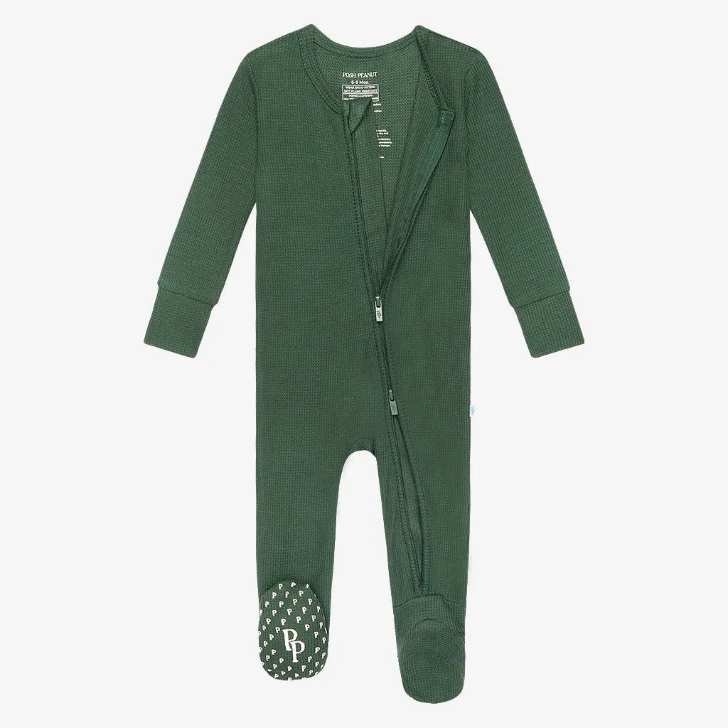 Posh Peanut Pine Waffle Zippered Footie